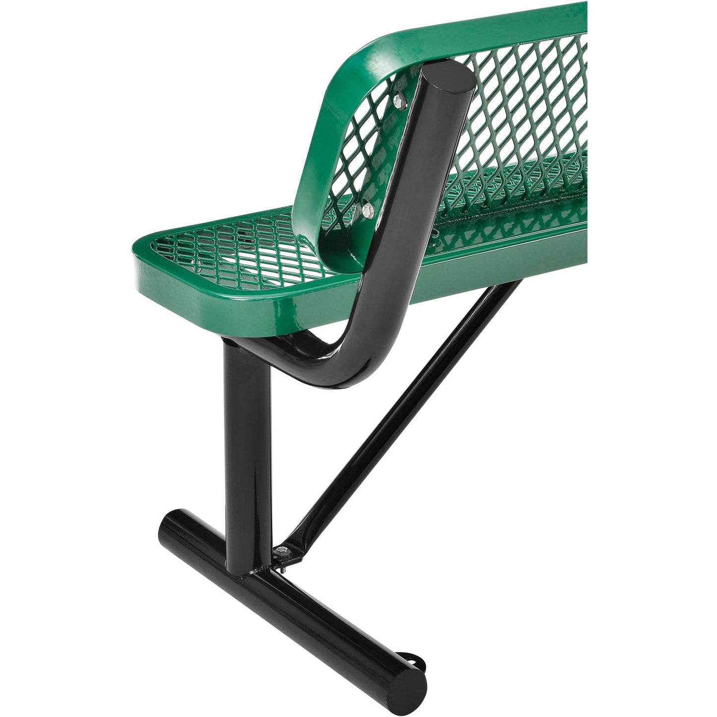 Global Industrial 4'L Heavy Duty Expanded Metal Mesh Bench with Backrest with Steel Frame, Portable Outdoor Bench, 1000 lbs Capacity, Green, 48" L x 24" W x 33" H