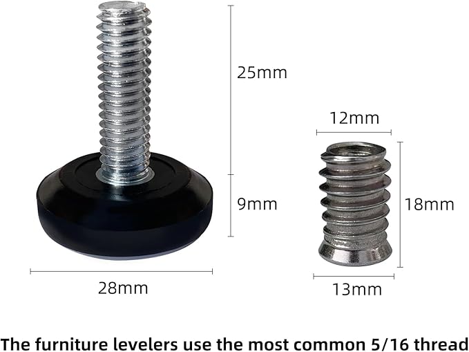 5/16" Thread Furniture/Table/Chair/Bar Stool Feet Levelers Screw On