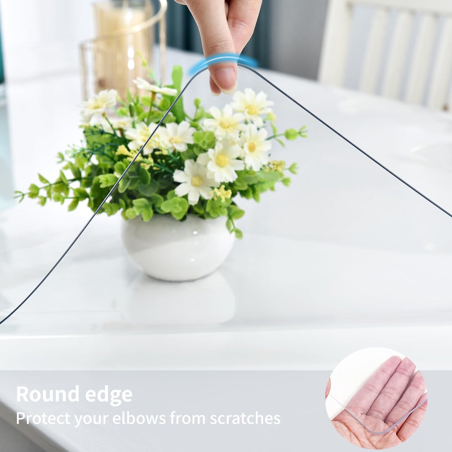 LBJFYHJN Clear Desk Mat, Non-Slip PVC Desk Protector Mat with Round Edge, Heat Resistant & Waterproof Clear Desk Writing Mat for Home and Office (27.6''*15.7'')