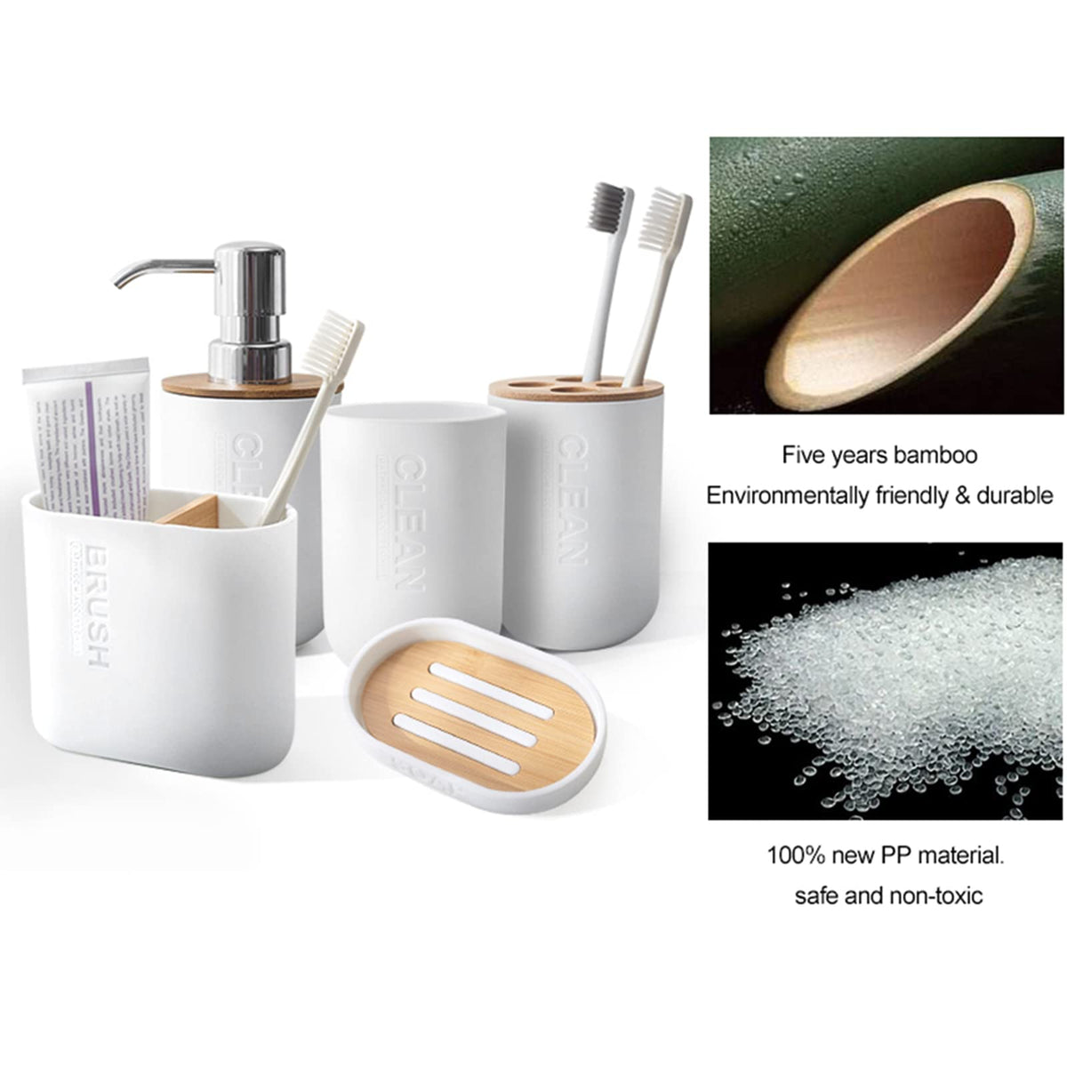 Toothbrush Holders Bamboo Electric Toothbrush Holder Bathroom Storage Organizer Countertop for Toothpaste, Floss, Razor, 2 Pack White