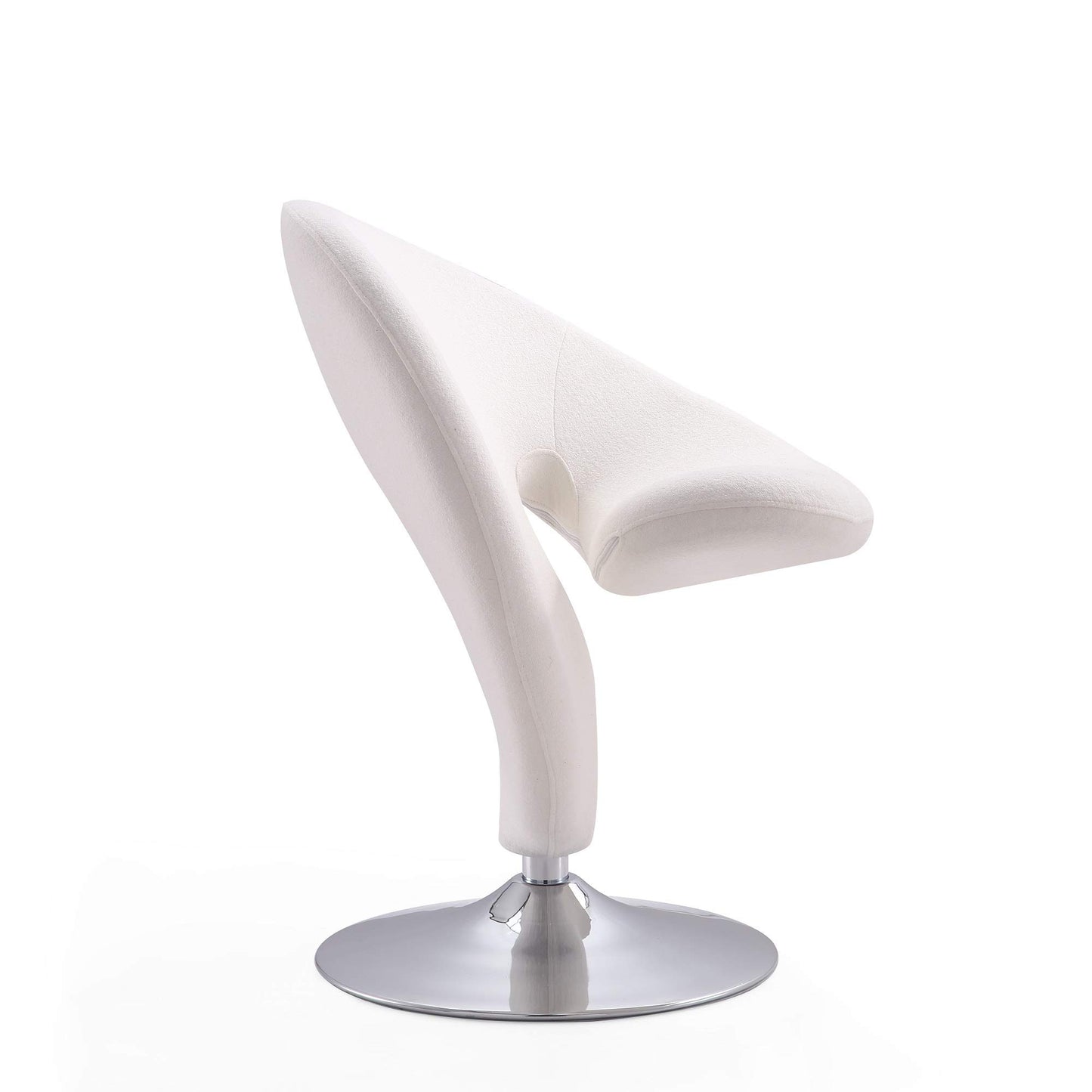 Manhattan Comfort Curl Swivel Accent Chair Set of 2 with 360° Turn, Fully Assembled, Upholstered in Wool Blend, Modern Ergonomic Design with Polished Chrome Base, Living Room & Office, Set of 2, Cream