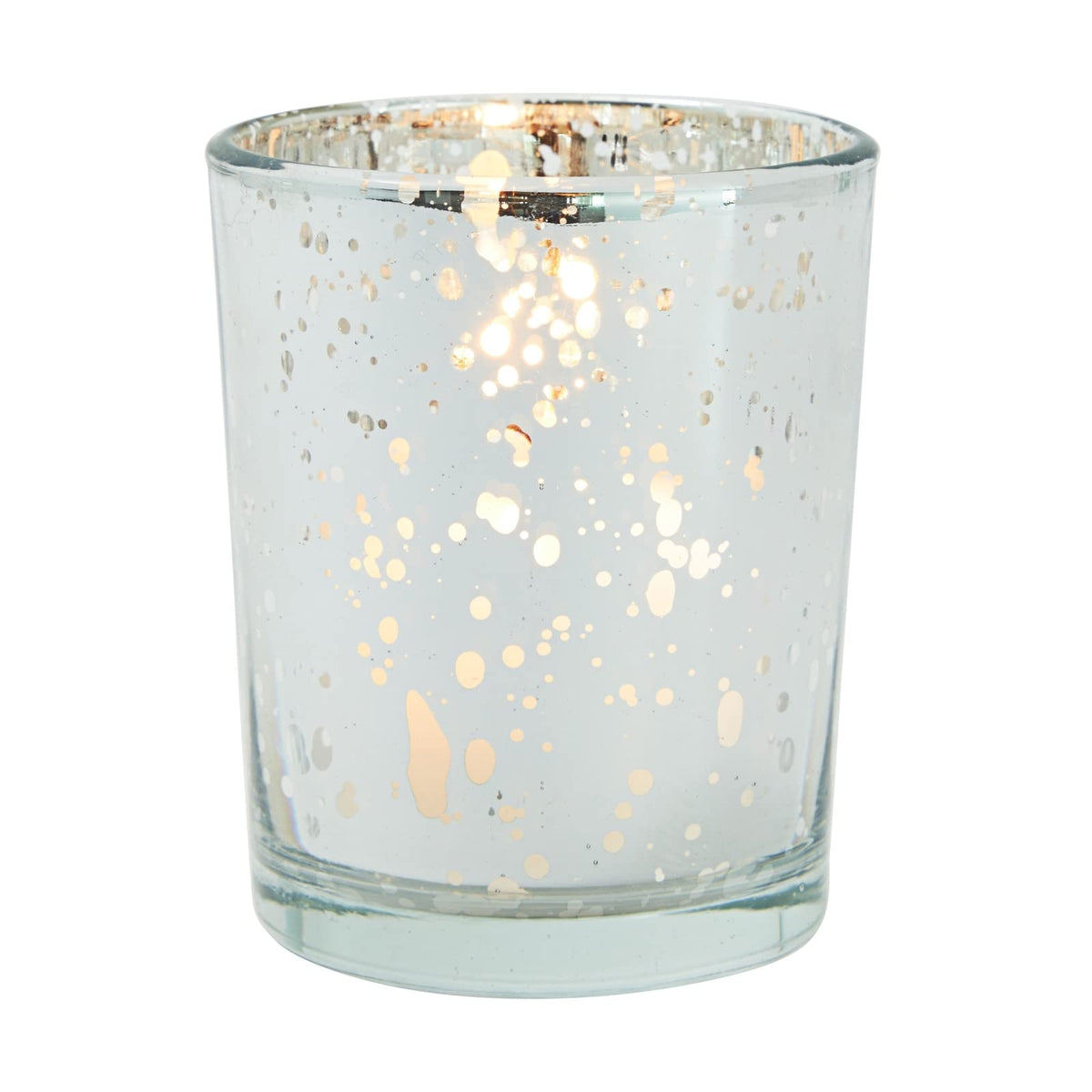 Juvale 24-Pack Silver Mercury Glass Votive Candle Holders - Event & Home Ambience with Tea Lights & Flameless Candles - Glass Votive Holders for Tabletop Displays - 2.6" H x 2.2" W