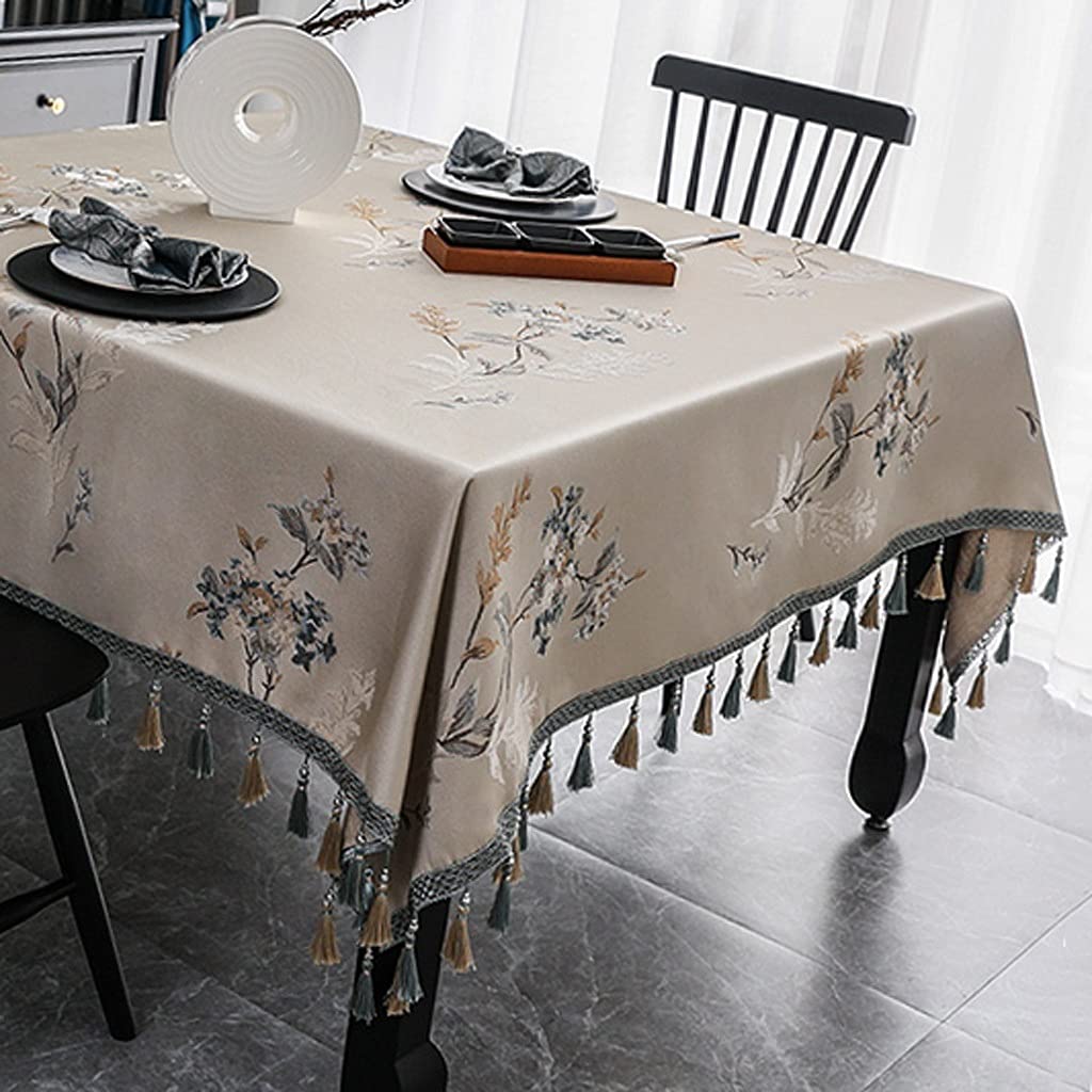 HBJWOV Chinese Long Oval Tablecloth Coffee Table Dining Cover Meeting