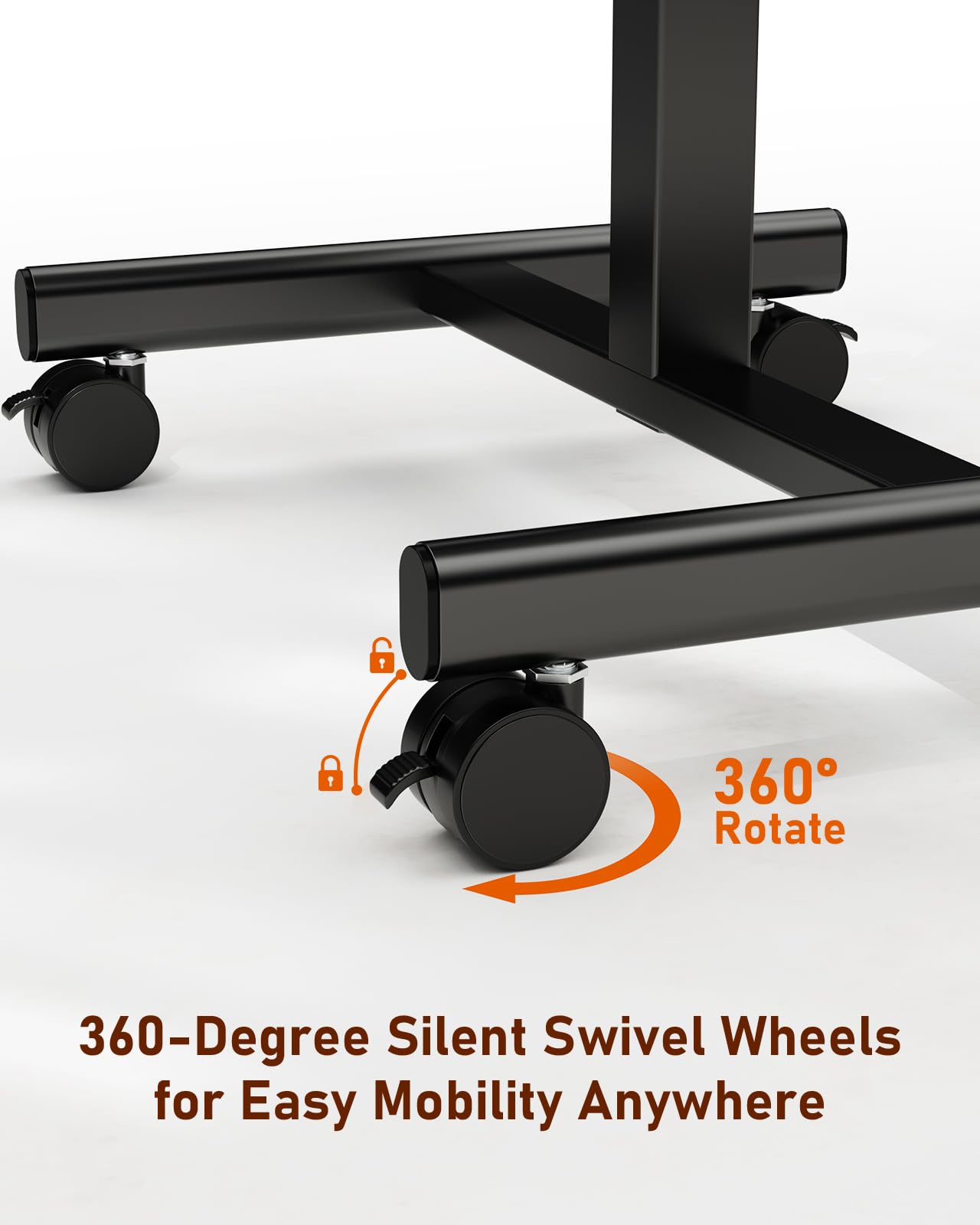 Simple Deluxe Standing Desk with Lockable Wheels, Mobile Stand Up Desk, Adjustable Height, Portable Laptop Desk, Small Computer Standing Table, Sit Stand Brown