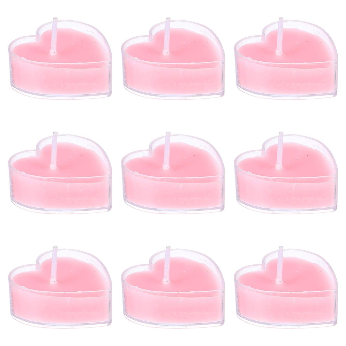 TOPPERFUN 9Pcs Heart Shaped Scented Tea Candles Smokeless Aromatherapy Wax for Home Wedding Decor Romantic Atmosphere Pink Rose Fragrance Eco Friendly Multi Use