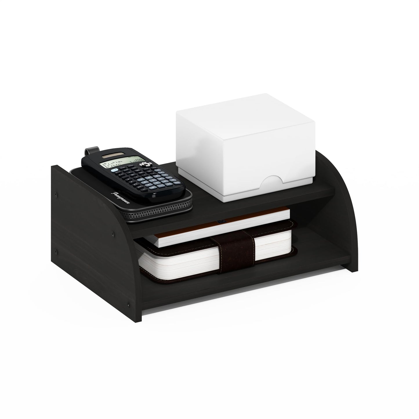 Furinno Classic Desk Organizers and Accessories, 2-Tier Monitor Riser, Office Organization, Desk Top Book Shelf, for Office Supplies, Office Desk Utility, Dark Espresso