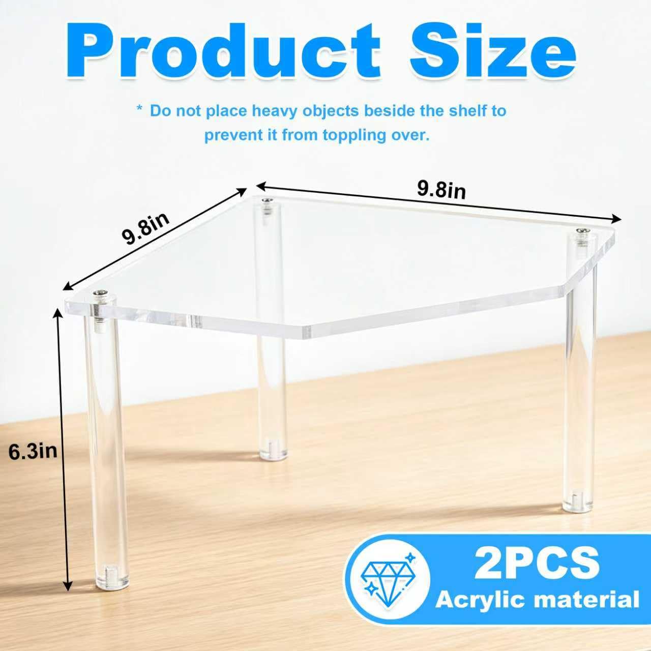 AKAZA 2Pcs 2-Tier Corner Stackable Organizer Shelf for Bathroom & Kitchen - Cabinet Storage Shelf Rack, Shelves, Kitchen Counter and Cabinet Shelf, Storage Rack Organizer (Clear)