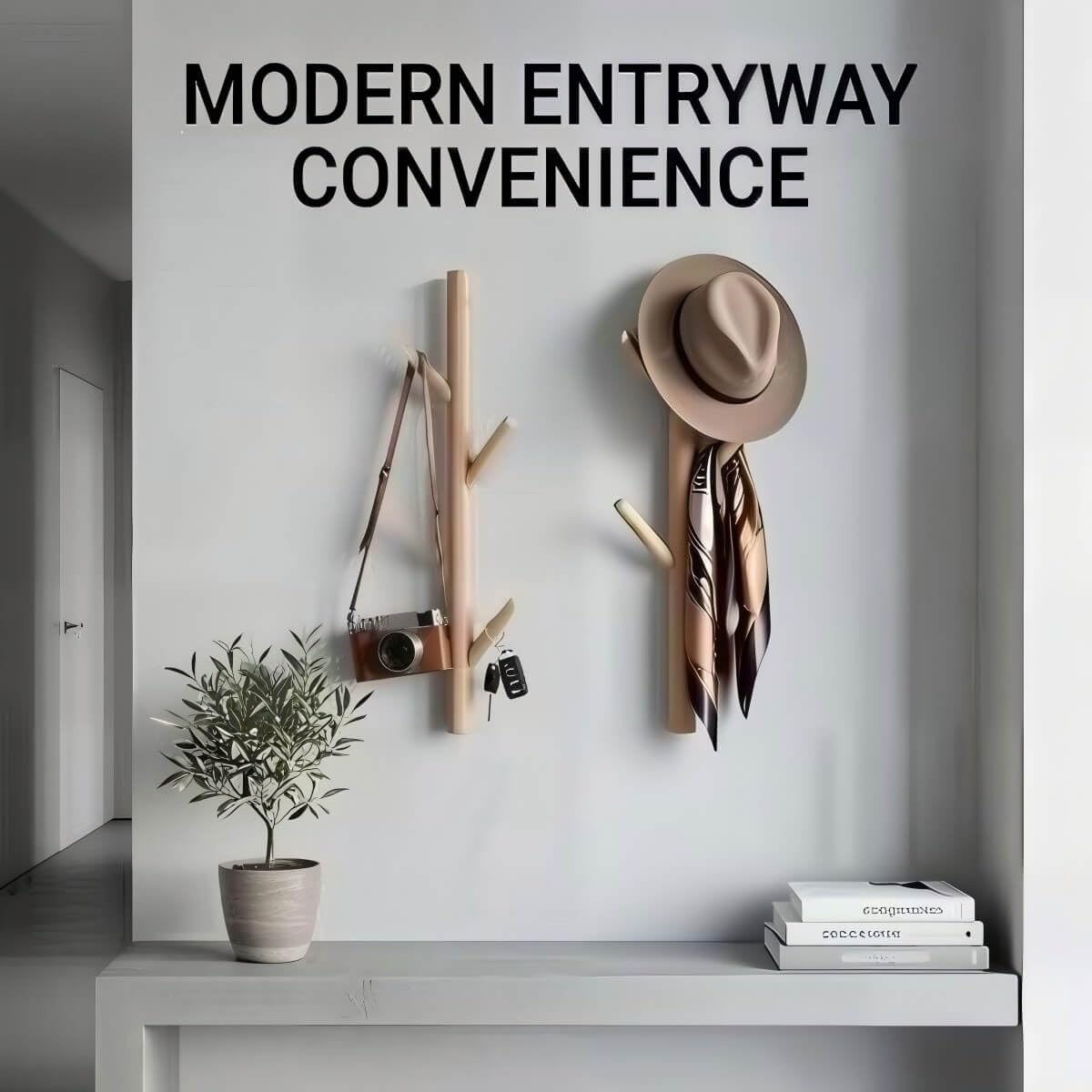 VAWNKUKN Tree-Shaped Wall Mounted Coat Rack (2-Pack) Vertical Hat Rack for Wall, Space-Saving Coat Rack Wall Mount for Entryway, Bedroom, Clothes Rack Wall Mount（Nature