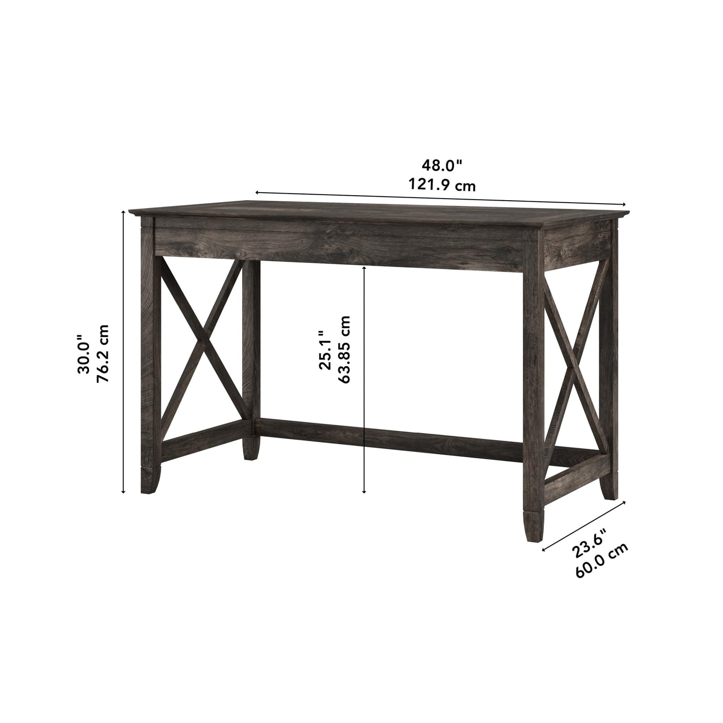 Bush Home Key West 48W Writing Desk in Dark Gray Hickory