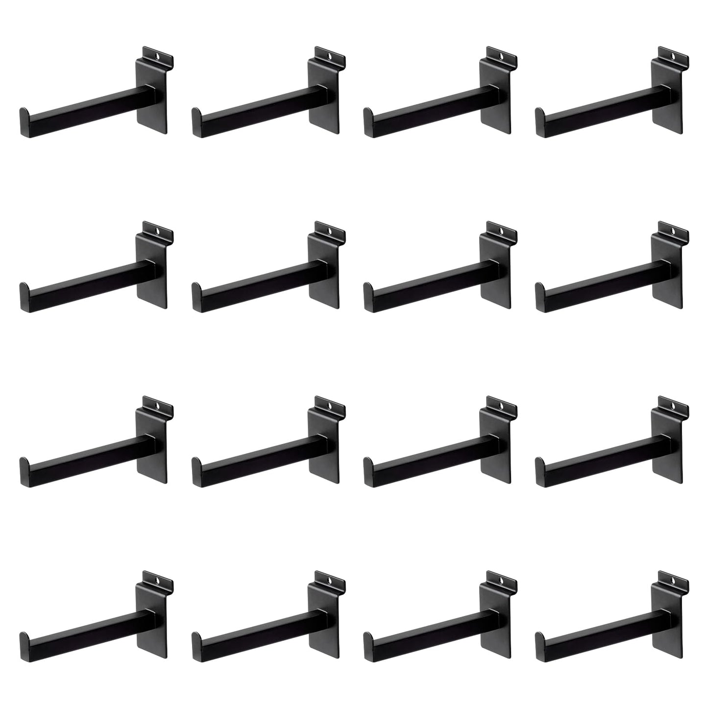 SINCHEEWAY 16 Pack Heavy Duty Tube Slatwall Shelf Brackets, Metal Tubular Slat Wall Brackets with Lip, Slatwall Accessories for Garage, Retail, and Home Storage