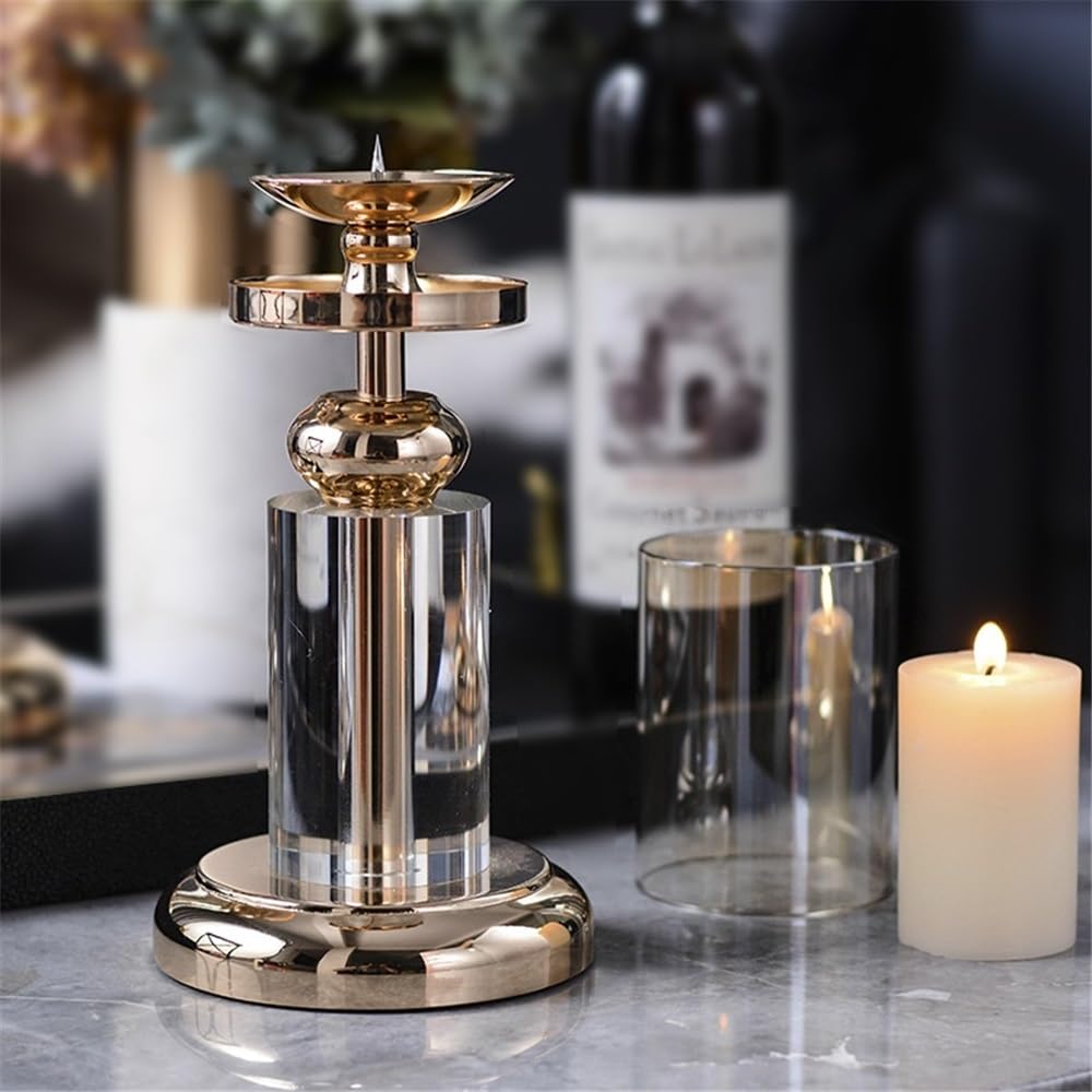 YUHUAWF Candle Holderss Light Luxury Crystal Glass Candlestick Living Room Porch Decoration Home Dining Table Candle Holder Decorative Candlestick(Large)