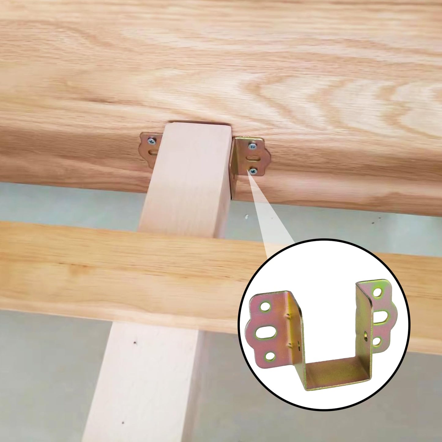 Coshar Bed Frame Brackets Heavy Duty Bed Rail Fittings Gold u-Shape Bed Supporters Hardware for Bunk Bed Headboard, Colorful 1.4"