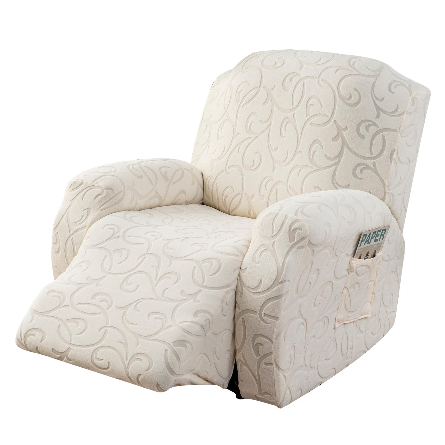 YUEANG 4 Pieces Recliner Cover Stretch Sofa Slipcover, Sofa Couch Cover for Reclining Couch 1 Seat, Washable Furniture Protector with Elastic Bottom for Kids, Dog