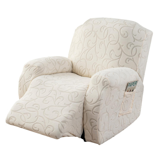 YUEANG 4 Pieces Recliner Cover Stretch Sofa Slipcover, Sofa Couch Cover for Reclining Couch 1 Seat, Washable Furniture Protector with Elastic Bottom for Kids, Dog