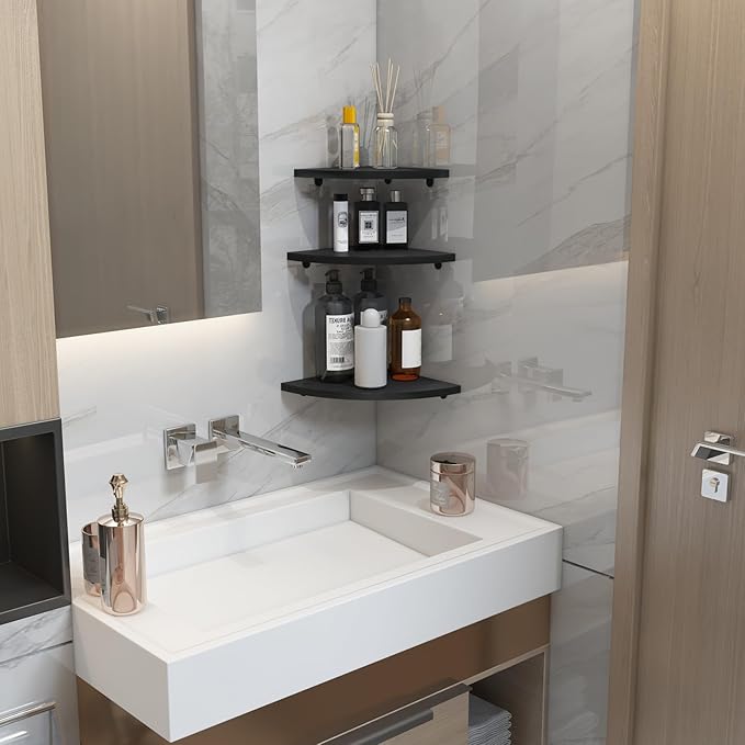 HORLIMER Floating Corner Shelf Wall Mount, Living Room