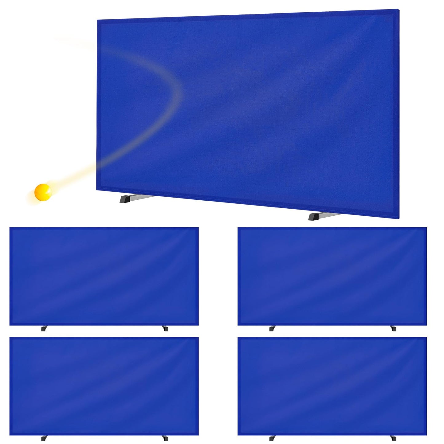 VercanMonth 5 Pcs Table Tennis Barrier, 55" x 29.5" Practice Training Baffle with 420D Oxford Cloth, Portable Pickup Surround for Quick Ball Collection, Table Tennis Court Fencing Walls(Blue)