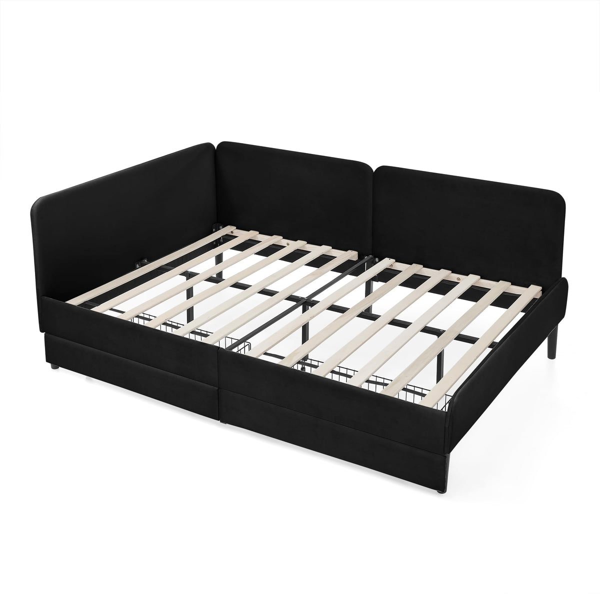 Bellemave Kids Bed with Rails, Full Upholstered Platform BedFrames with Rails and Storage Drawers for Kids, Full Daybed Frame for Boys/Girls/Adults, Black