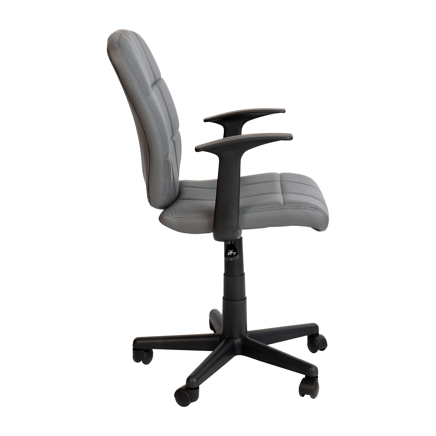 Flash Furniture Clayton Mid Back Swivel Task Chair with Arms - Gray Vinyl Upholstery - Tufted Back and 360° Swivel