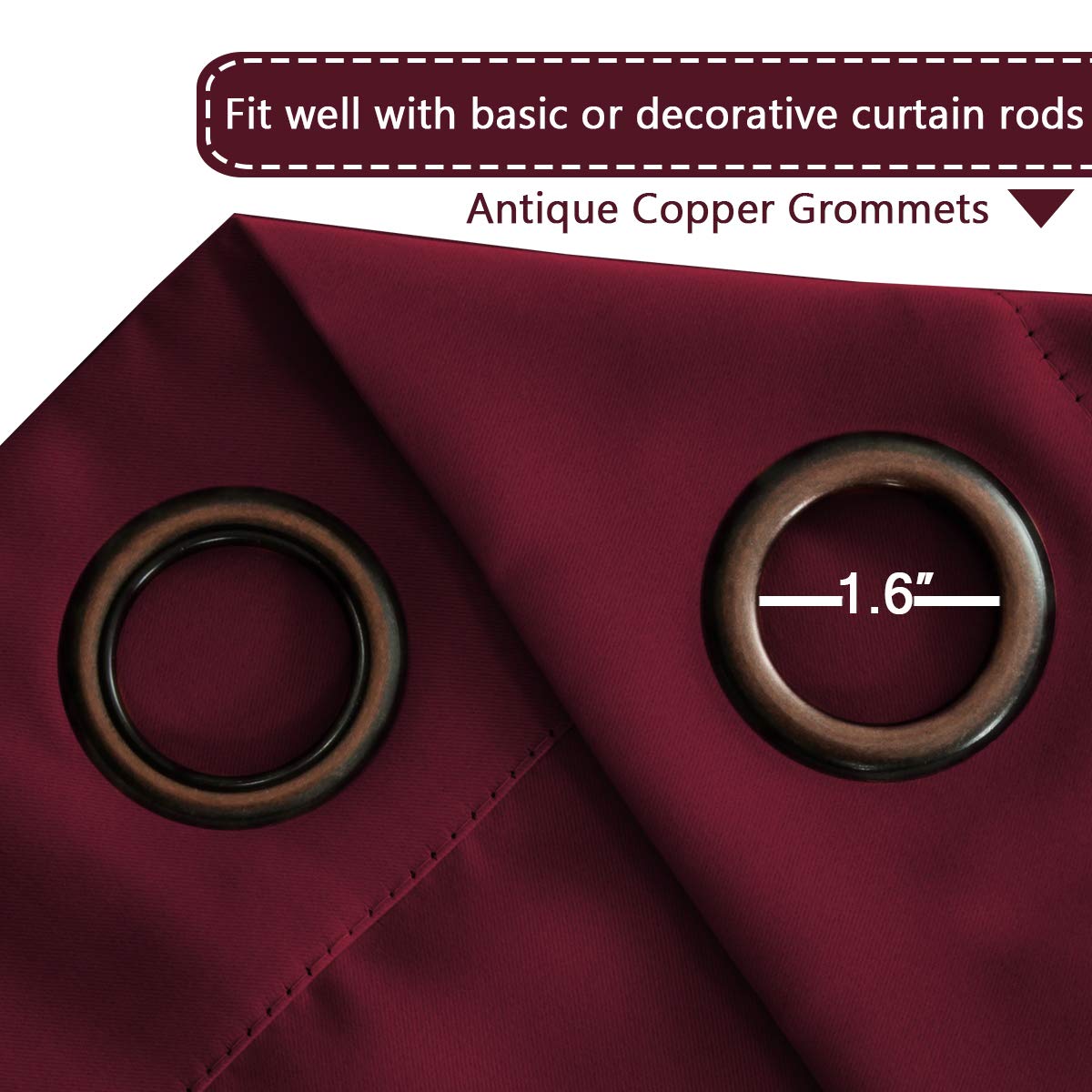 H.VERSAILTEX Blackout Patio Curtains 100 x 96 Inches for Sliding Door Extral Wide Blackout Curtain Panels Christmas Decor for Living Room - Grommet Top, 8' Tall by 8.5' Wide - Burgundy