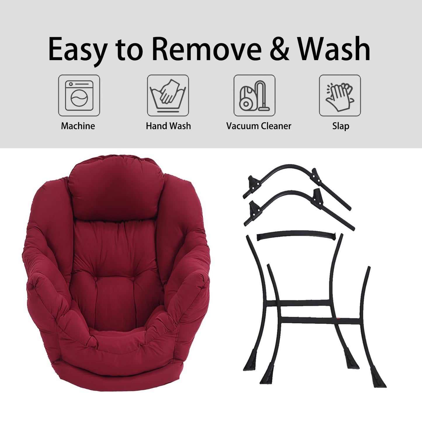 LITA Lazy Chair with Ottoman, Modern Accent Leisure Upholstered Sofa Chairs, Contemporary Lounge Reading Chairs with Armrests and a Side Pocket for Living Room, Bedroom & Small Space, Burgundy