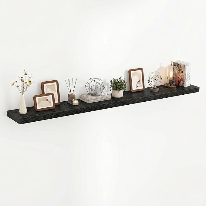 Acovy 72 Inch Floating Shelves, 3D Textured Wood Grain, Wooden Shelves
