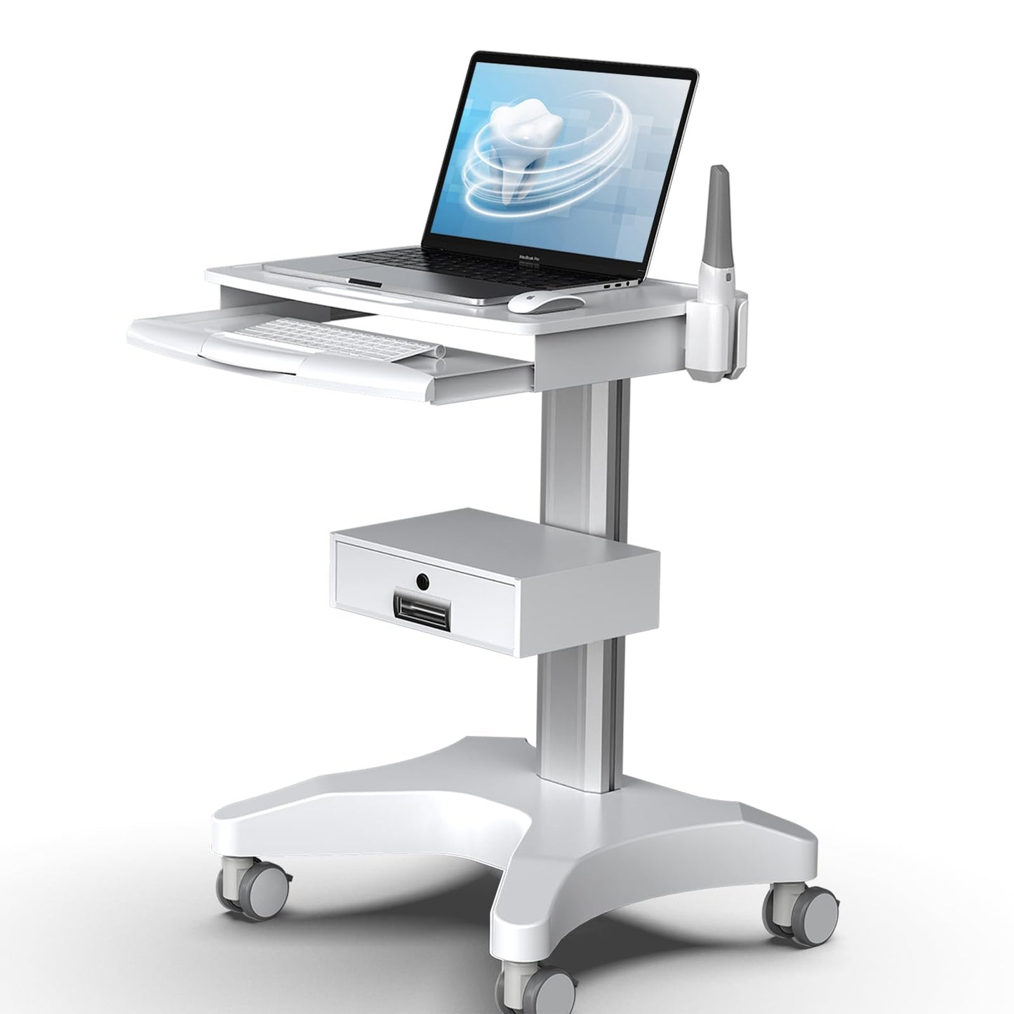 Yedaeop Medical Trolley Cart with Oral Scanner Holder, Mobile Workstation with a Drawer for Hospital Dental Clinics Beauty Salons