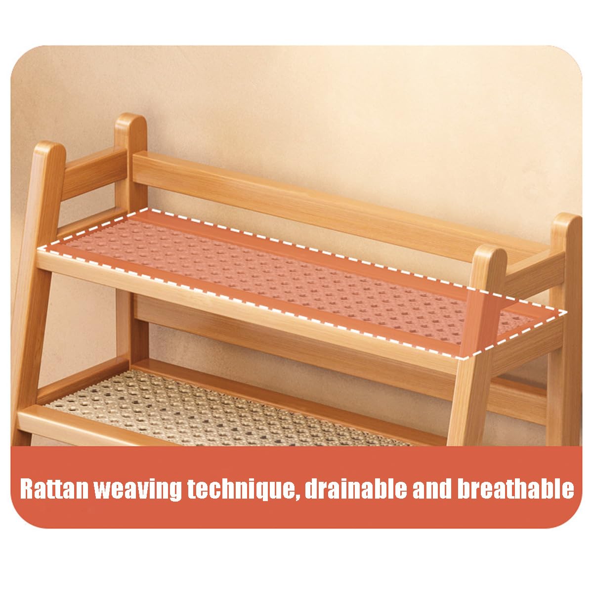 Heoclao Three Tier Wooden Storage Shelf, Bamboo Ladder Shelf, Desk Tabletop Rack, Seasoning Storage Rack for Home, Office, Kitchen