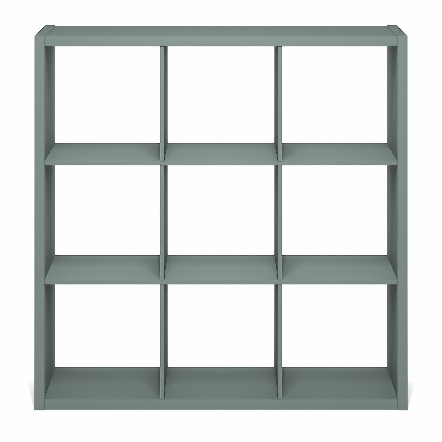 Furinno Cubicle Book Shelf, 9-Cube Bookshelf, Extra Thick Frame Reversible Bookcase with Open Back, 14.6" x 44" x 44", for Living Room, Bedroom, Home Office, Sage Green