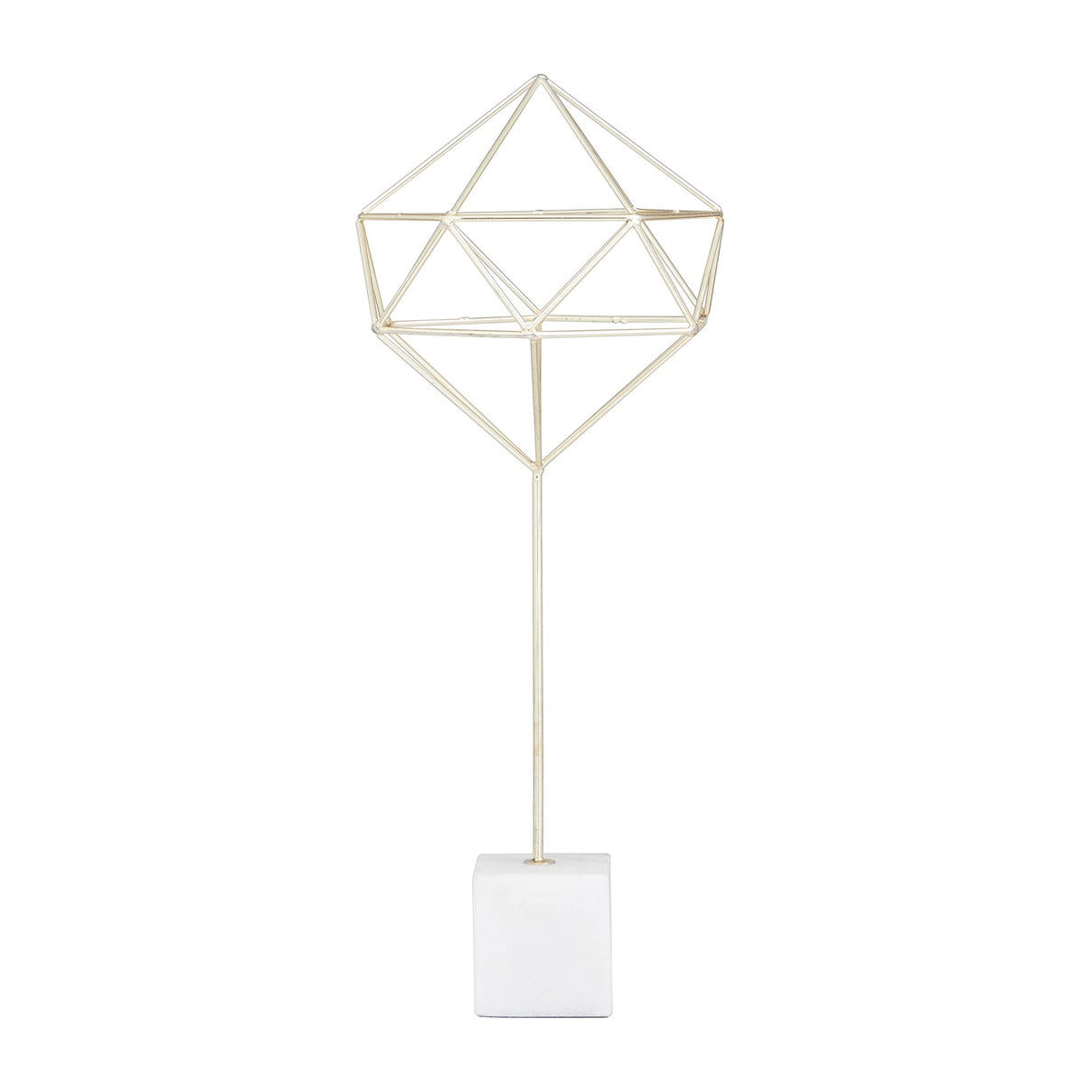 CosmoLiving by Cosmopolitan Marble Geometric Sculpture with Marble Base, 9" x 9" x 22", Gold
