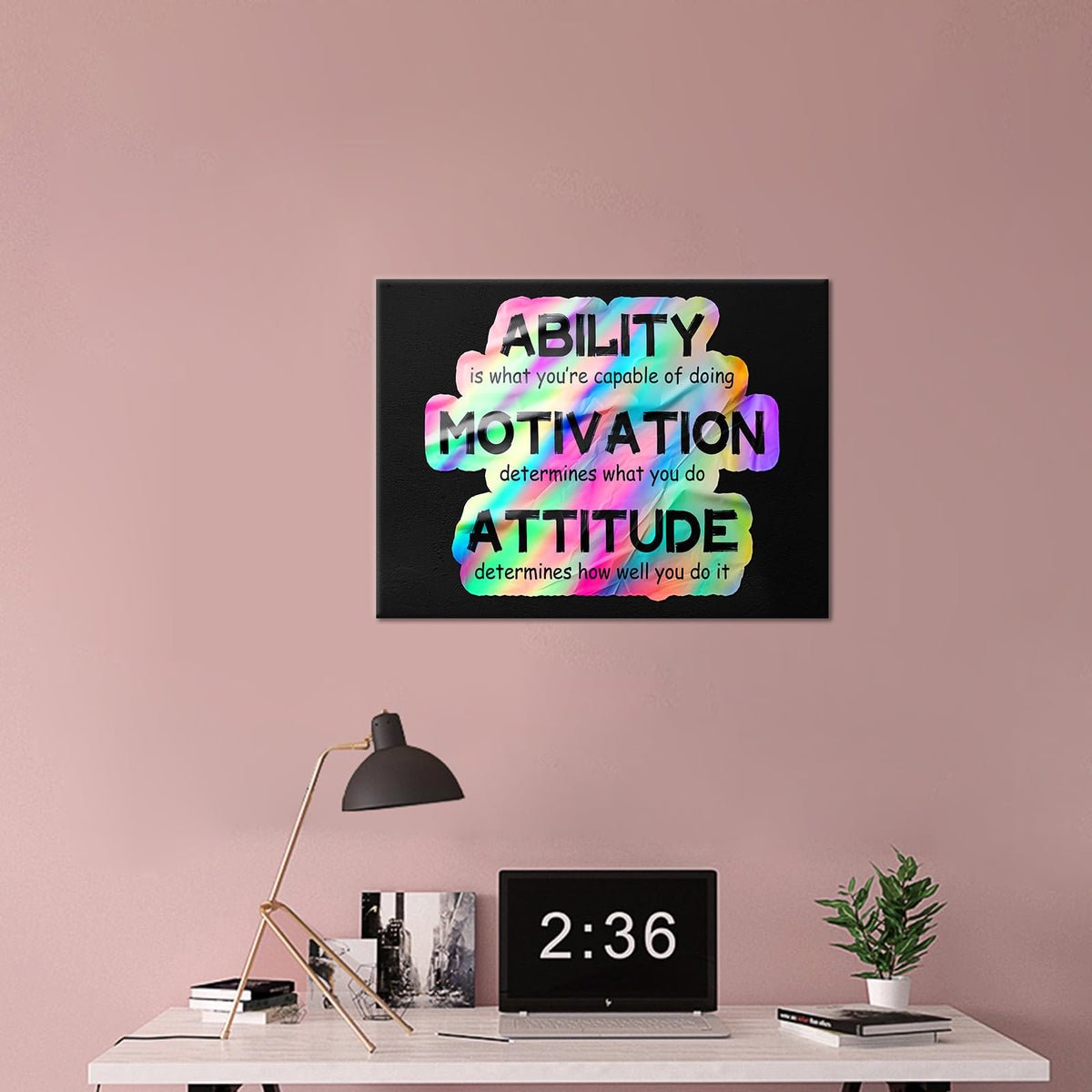Motivational Canvas Wall Art Entrepreneurs Quotes Print Poster Inspirational Wooden Picture Painting for Home Office Parlour Living Room Bedroom Artwork Decorative Stretched and Framed [24''Wx18''H]