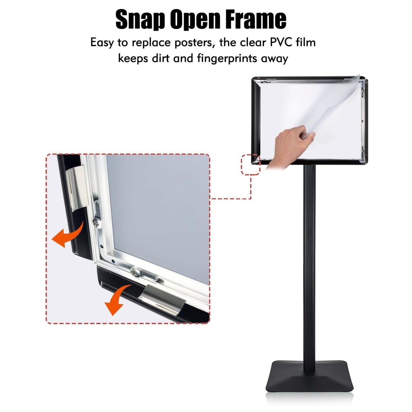 Golemas Sign Stand for Display, 11lbs Integrated Rod Heavy Duty Pedestal Floor Signage Stand Holder, for Outdoor or Indoor Advertising (8.5 x 11, Black, 3Pack)