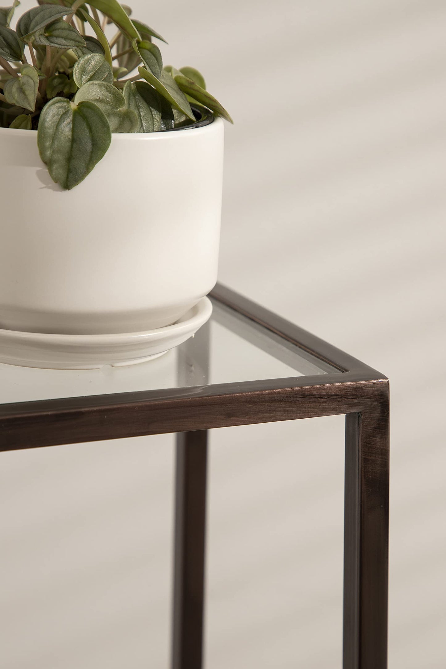 Kate and Laurel Jaspur Modern Drink Table, 7 x 7 x 21, Bronze, Decorative Glam Accent Table for Display and Storage