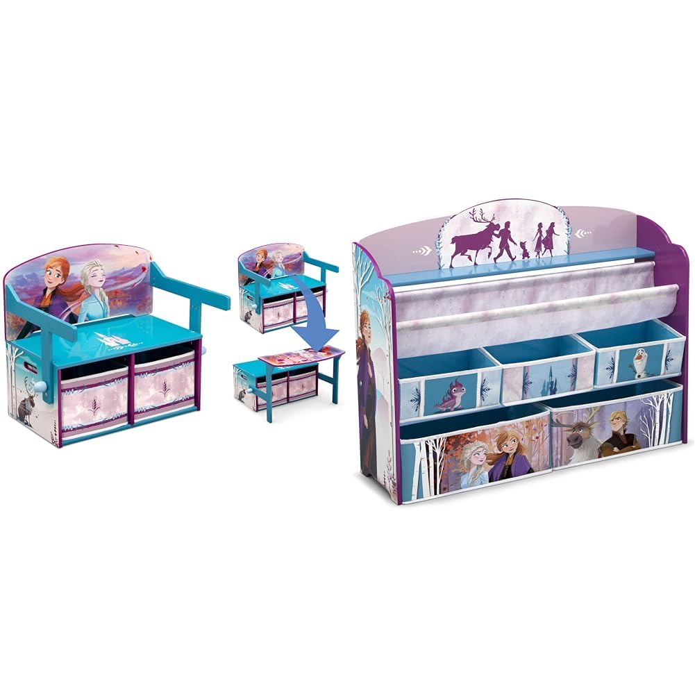 Delta Children Kids Convertible Activity Bench - Greenguard Gold Certified, Frozen II & Deluxe Toy and Book Organizer, Disney Frozen II