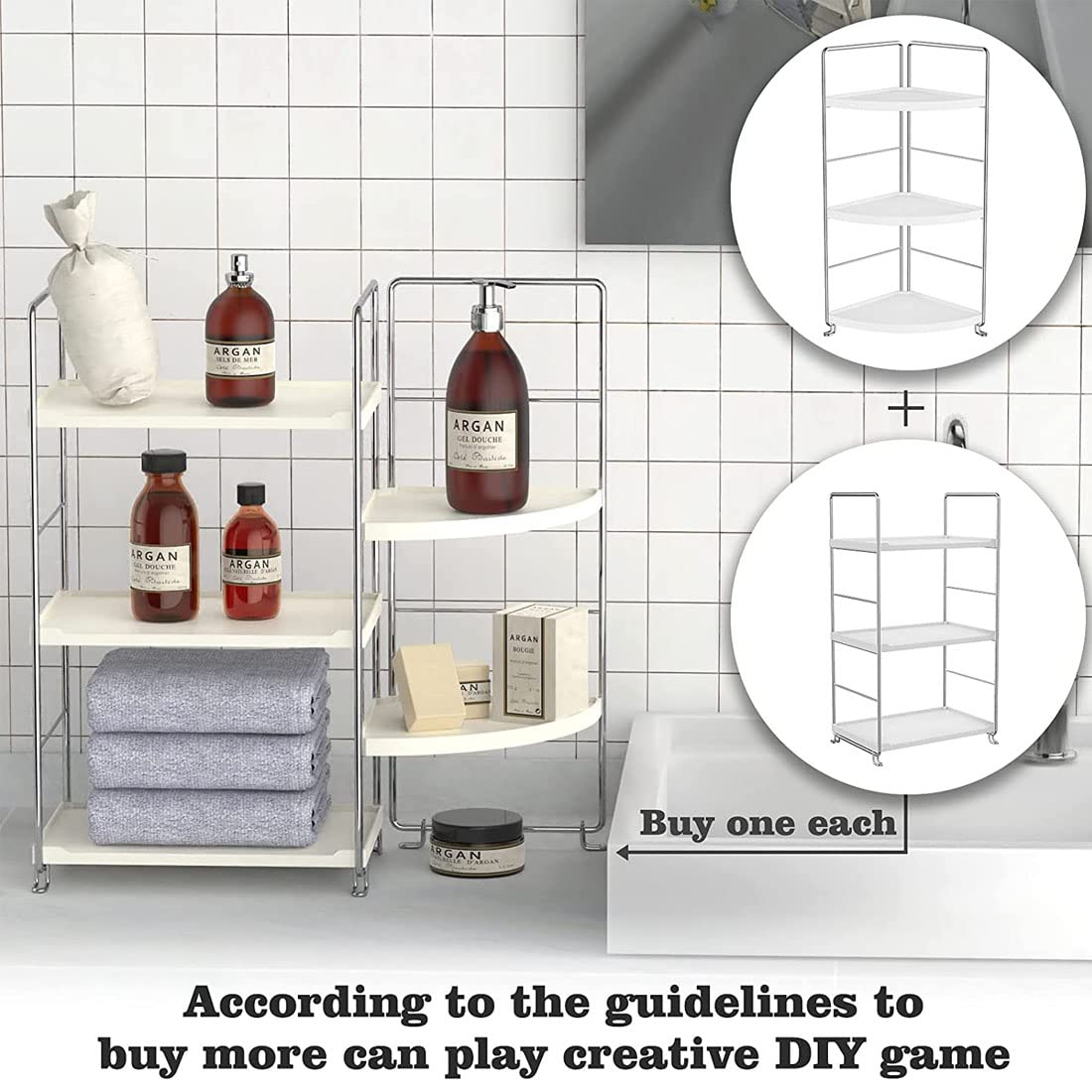 kaileyouxiangongsi 3-Tier Bathroom Countertop Organizer - Vanity Tray Cosmetic & Makeup Storage- Kitchen Spice Rack Standing Shelf - Corner Storage Shelf, Silver