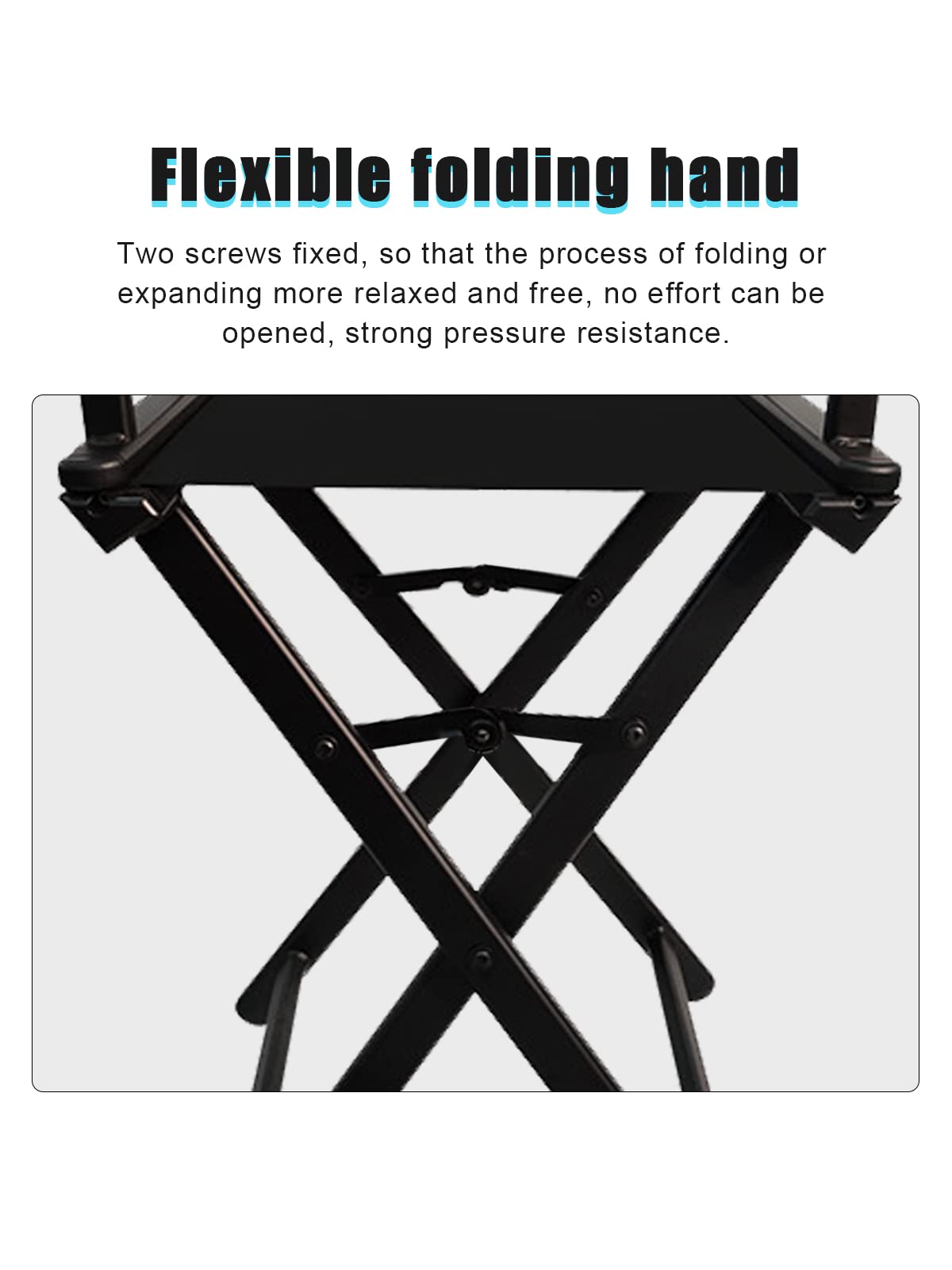 Lorvain Folable Makeup Artist Stool, Portable Tall Folding Director's Chair, Aluminum Makeup Chair with Head Rest for Studio Salon Vanity, Bar Height - Black