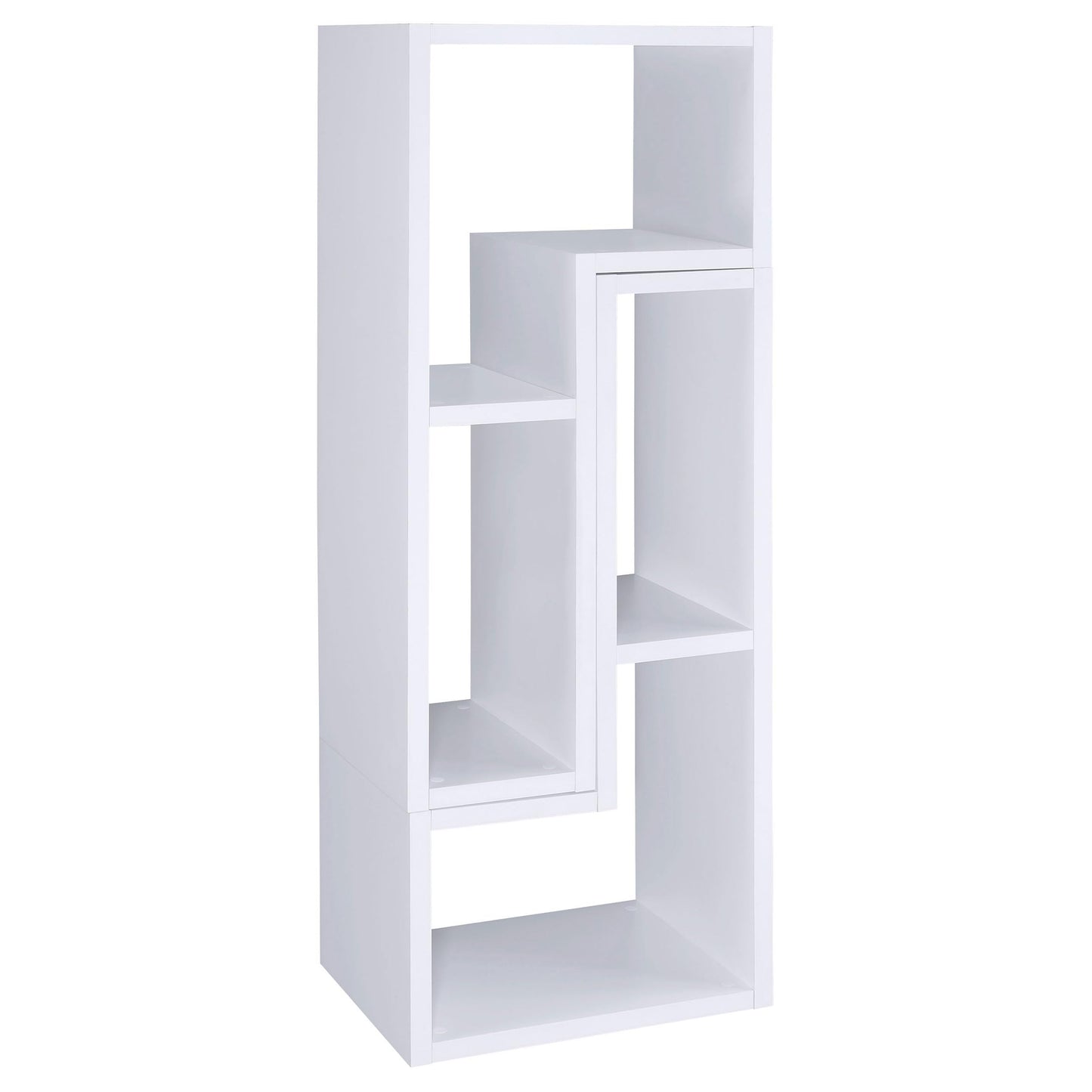 Coaster Home Furnishings - Velma - Engineered Wood - Multipurpose 4-Shelf TV Stand Bookshelf with Geometric Design, Cube Shelves, Transitional Style - Living Room and Home Office - White - 800330
