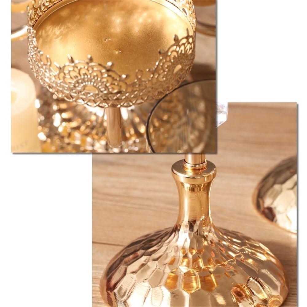 YUHUAWF Candle Holderss Golden Metal Glass Candlestick Home Dining Table Decoration Ornament Candle Holder Decorative Candlestick(Small)