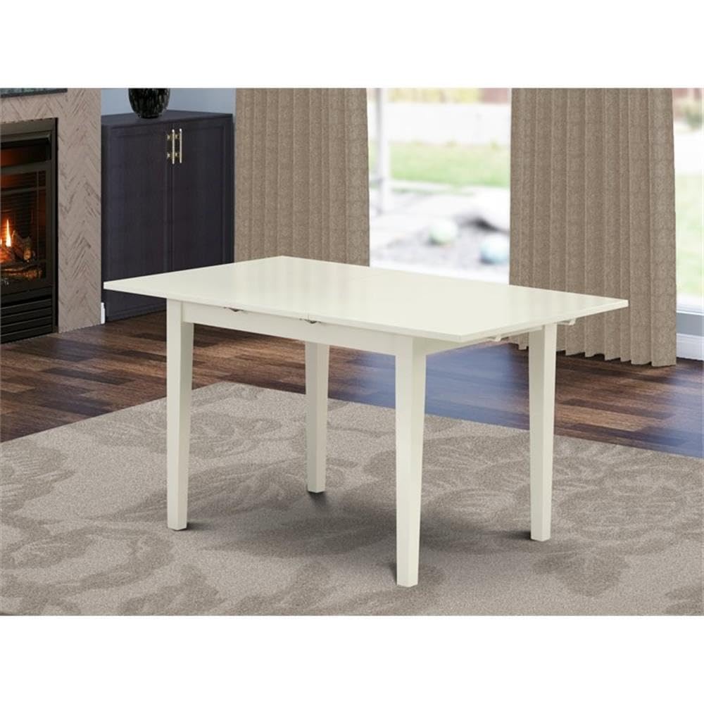 East West Furniture NFT-LWH-T Norfolk Kitchen Table - a Rectangle Dining Table Top with Butterfly Leaf, 32x54 Inch, Linen White