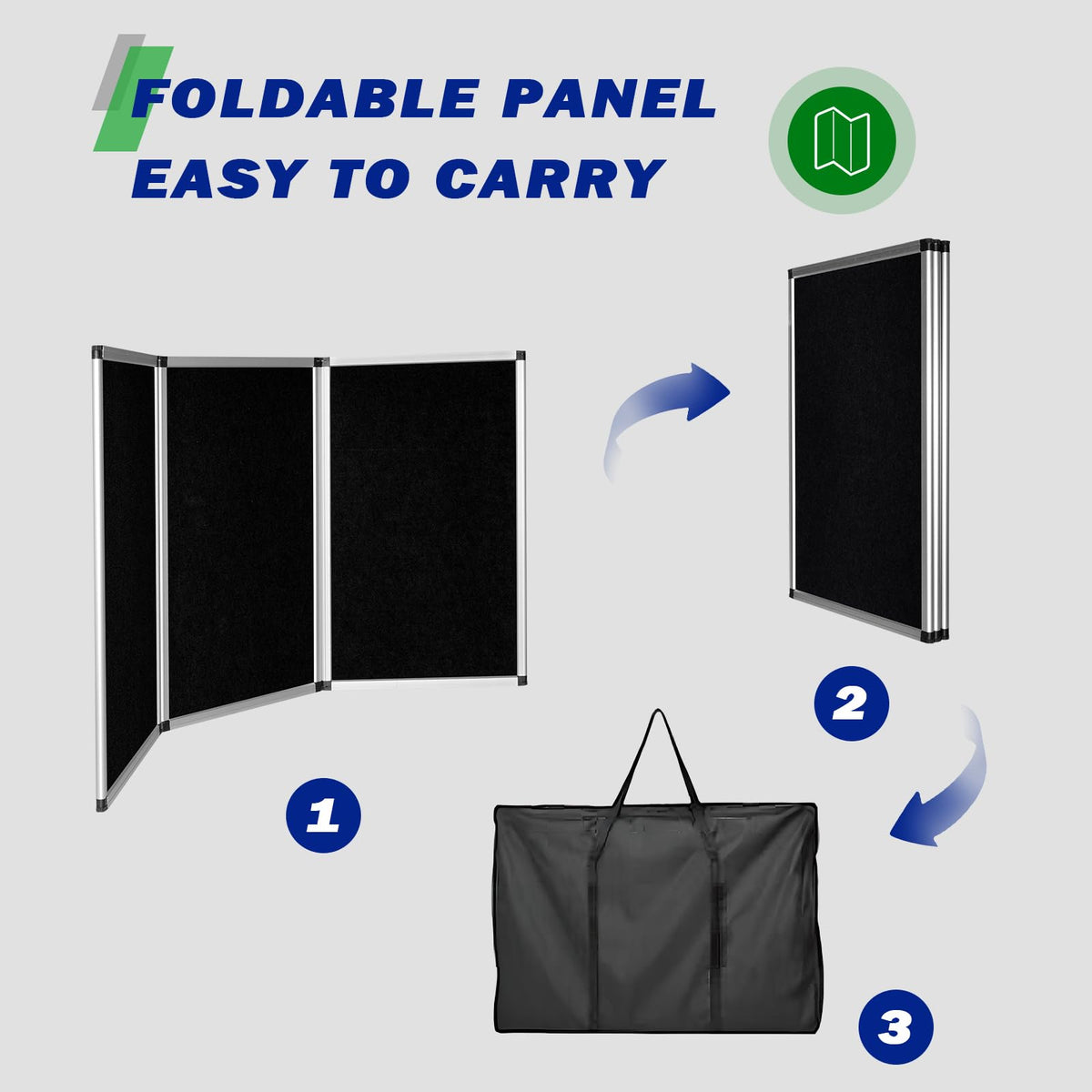 3 Panel Trade Show Presentation Board,Poster Board with Storage Bag Large Tabletop Display Board Folding Art Panel Display for School,Vendor Events,Science Fair Exhibitions (B)