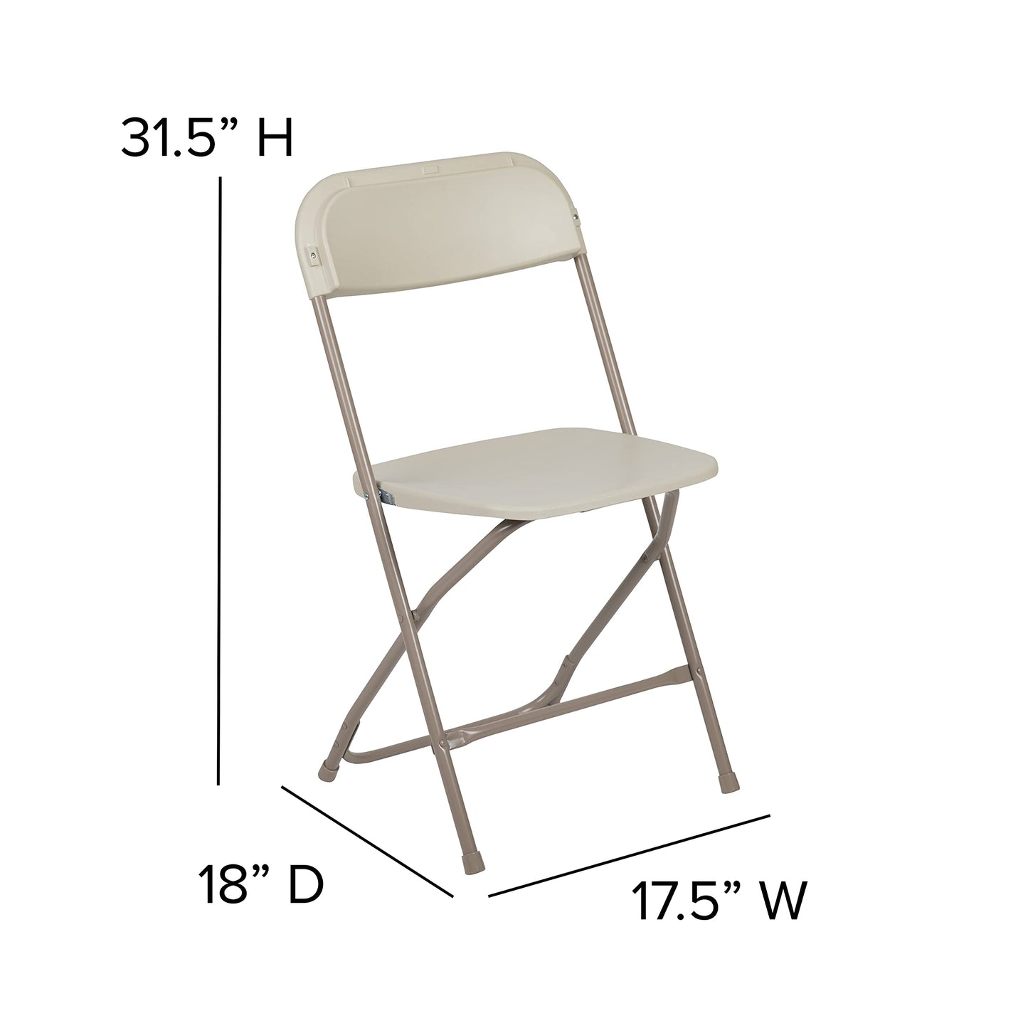 Flash Furniture Hercules Series Plastic Folding Chair - Beige - 4 Pack 650LB Weight Capacity Comfortable Event Chair-Lightweight Folding Chair