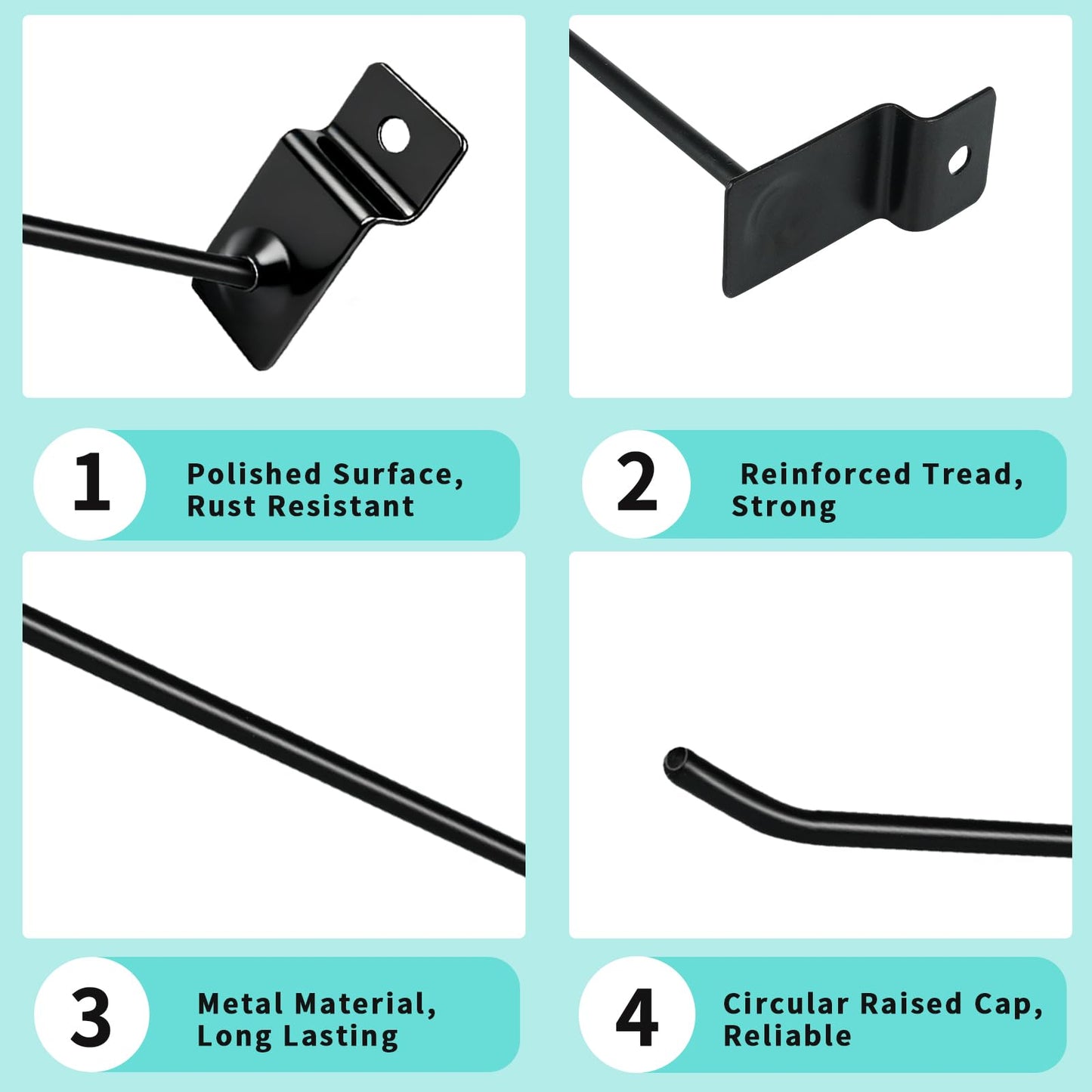 UCEHIPAW 108 Pcs Slatwall Hooks 6 and 8 Inch Black Metal Hangers Heavy Duty Hanging Shelf Brackets Slat Board Peg Accessories Panel Display Hooks for Retail Display Garage Shop