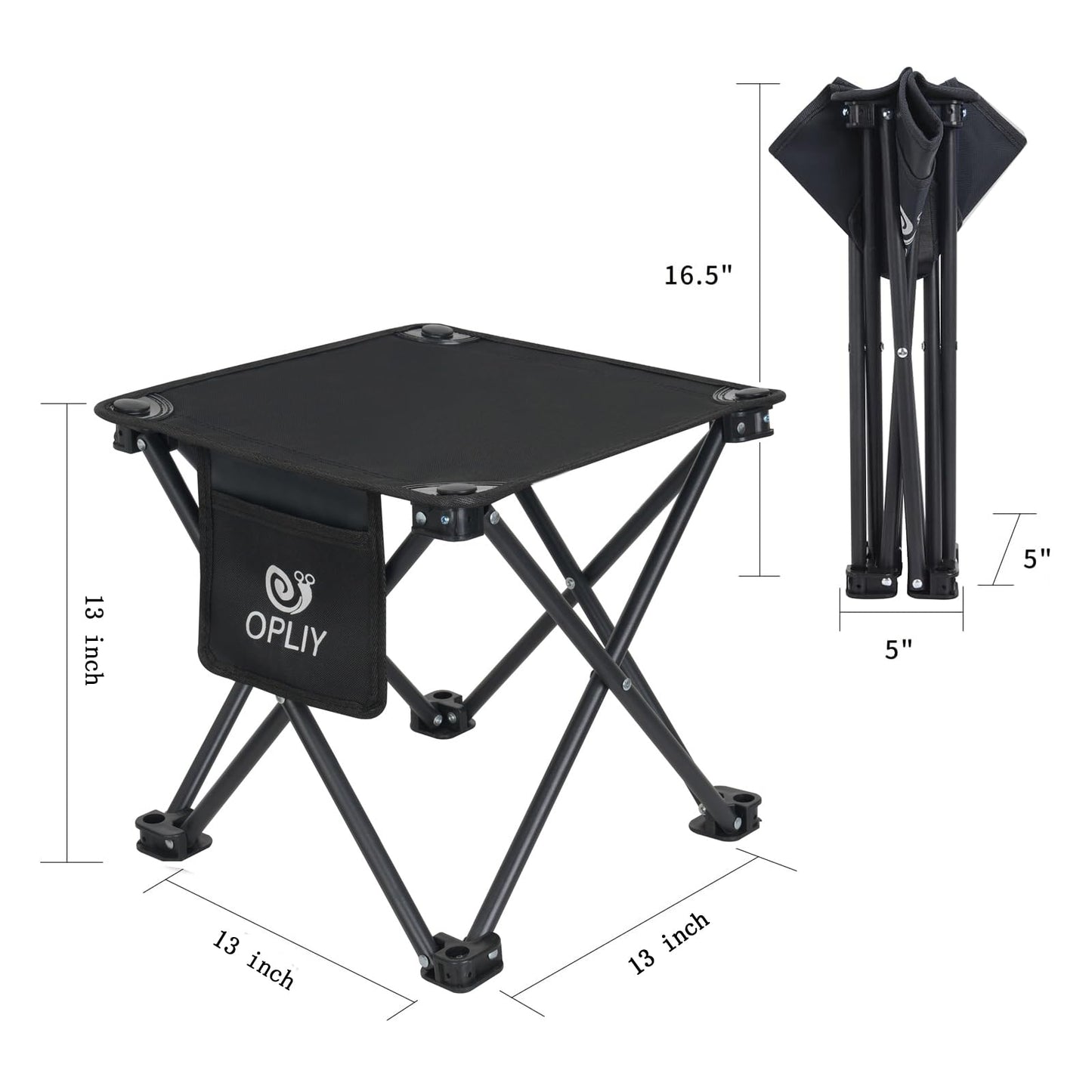 Opliy Camping Stool 2 Pack,13 Inch Portable Folding Stool for Outdoor Gardening and Beach Hiking Fishing,Foot Stool with Carry Bag (Black)