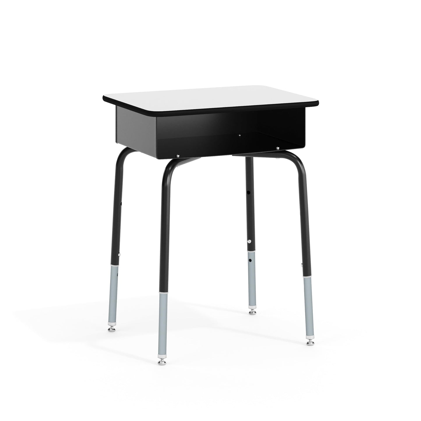 Flash Furniture Billie Open Front Student Desk for Classrooms or Remote Learning, Height Adjustable School Desk with Metal Book Box, Gray/Black