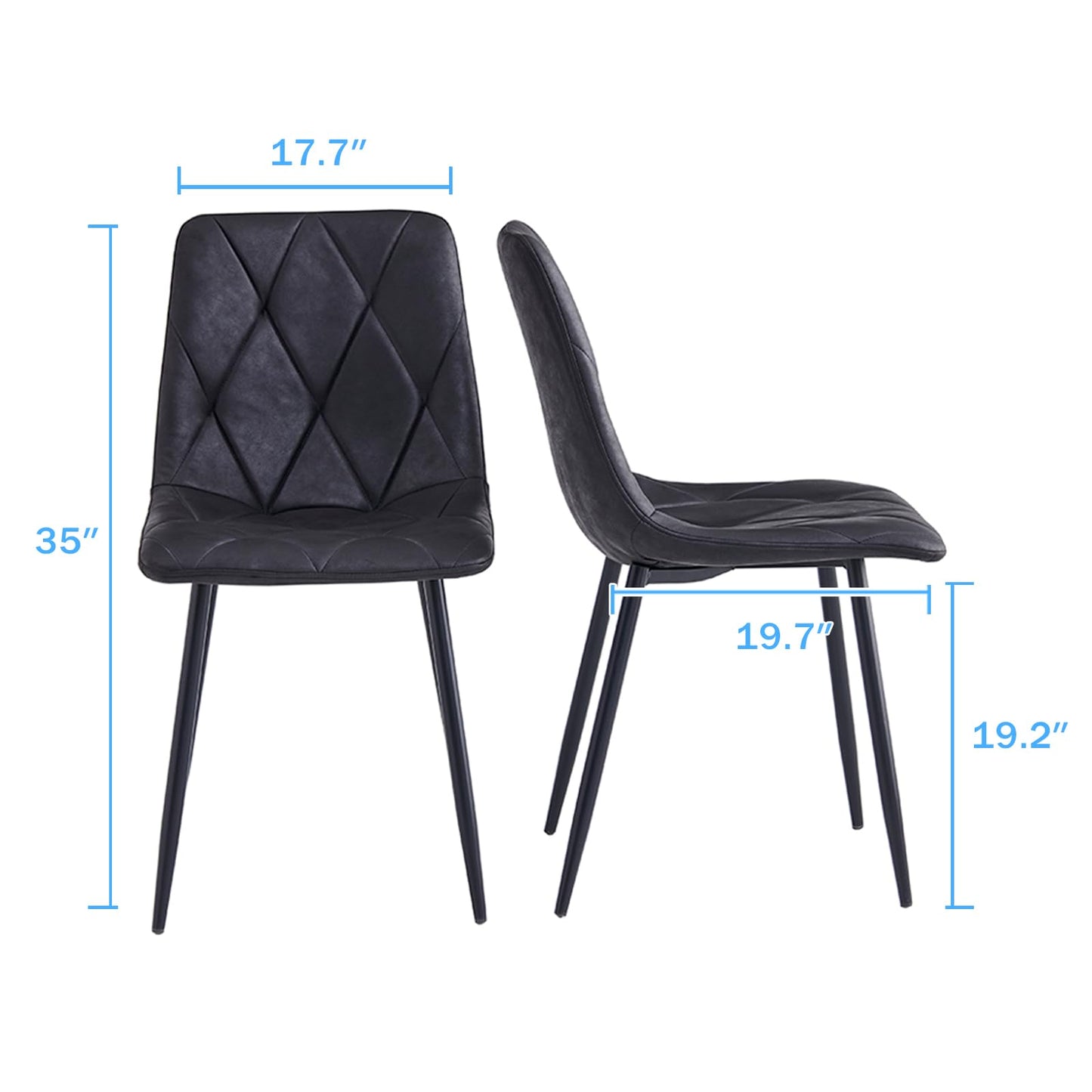 Btrpily 4 Set of Dining Chairs, Metal Frame Dining Chair for Kitchen Room,Technology Cloth Seat Chair for Living Room, Bedroom(Black)