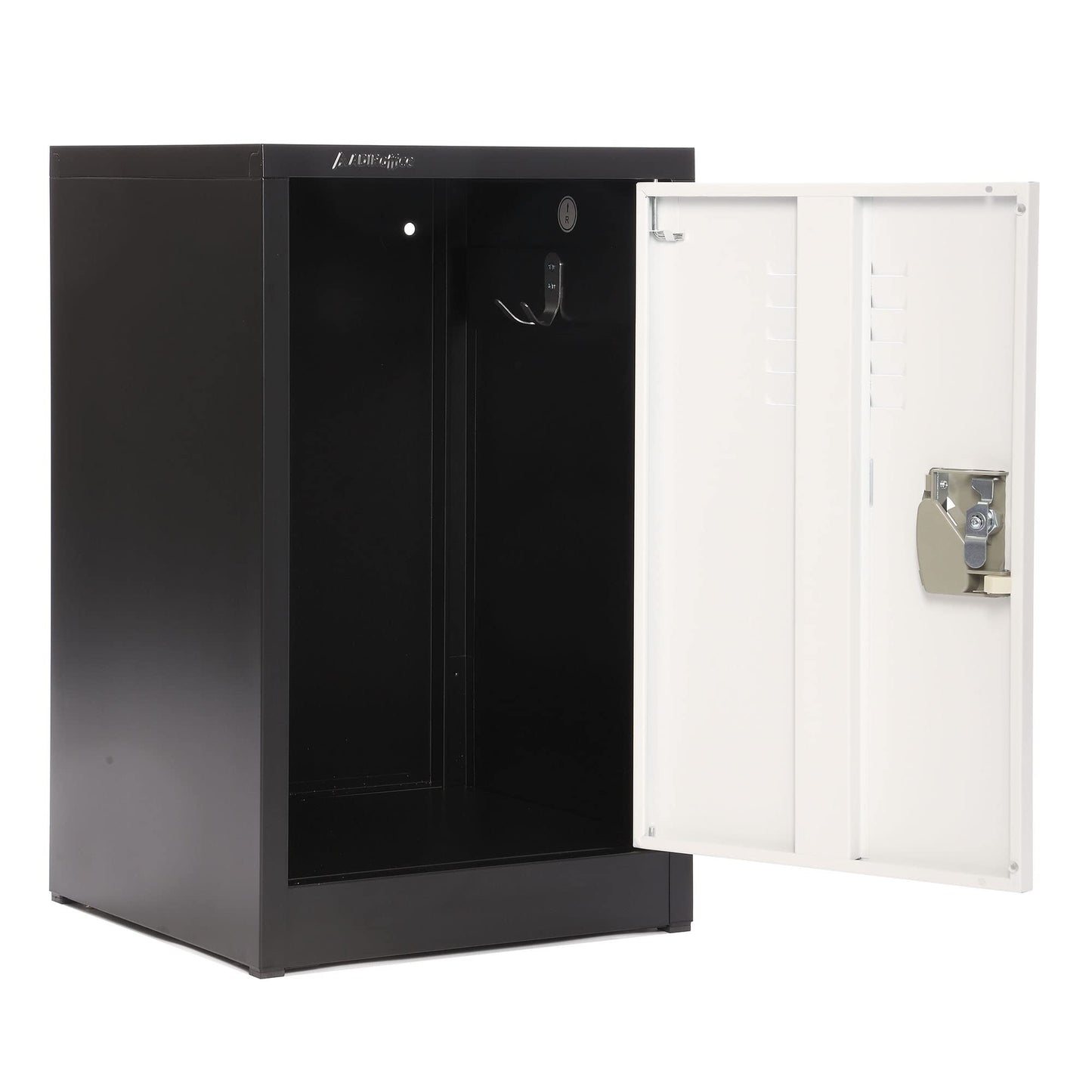 AdirOffice Kids Steel Metal Storage Locker - Heavy Duty Storage Organizer with Key and Hanging Rods - Ideal for Home, Gym & School - (24 in 1 Door, Black/White)