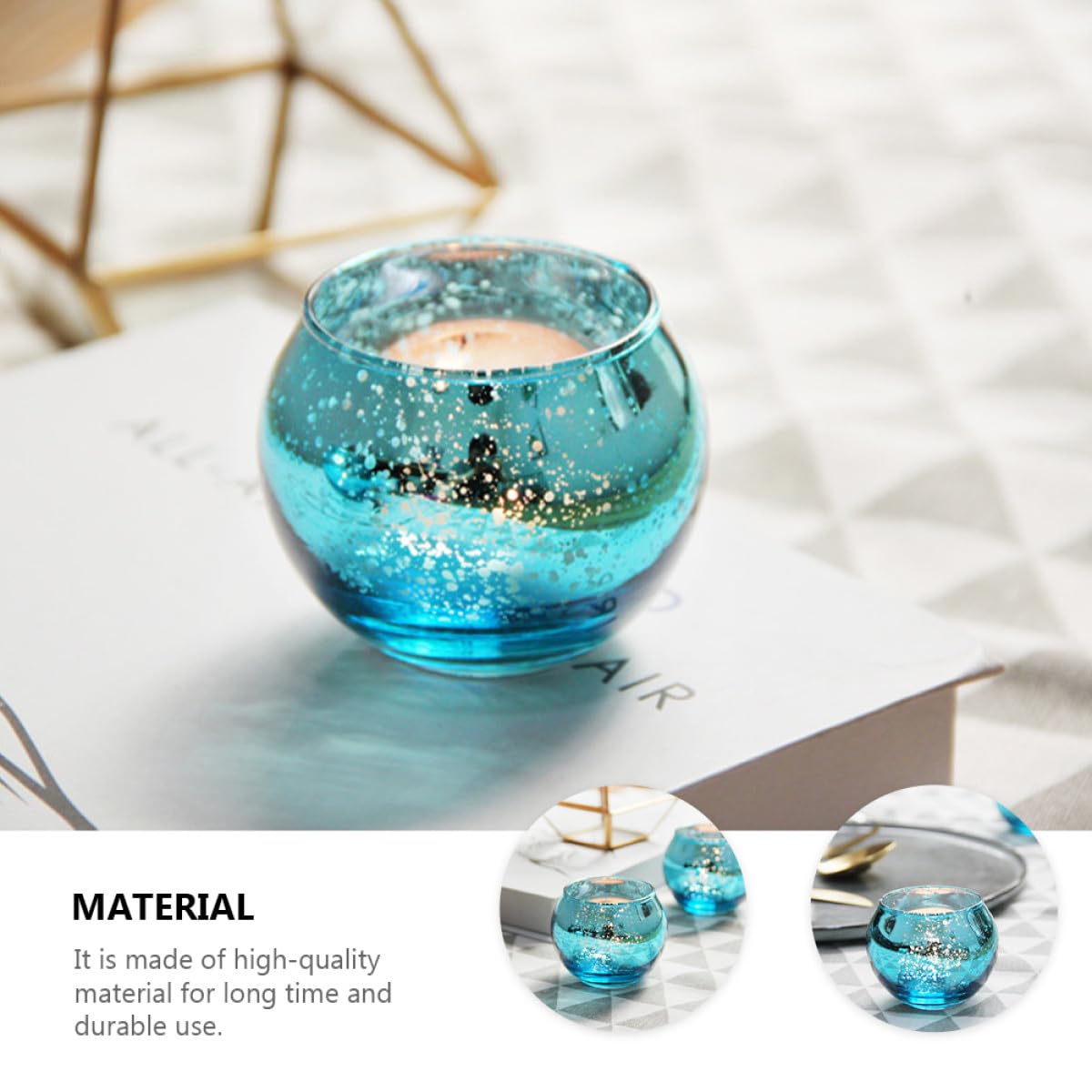 ZUNOXAZ 12pcs Blue Speckled Glass Candleholders Decorative Tealight Holders Small Round Cups for Residential and Hospitality Table Centerpiece