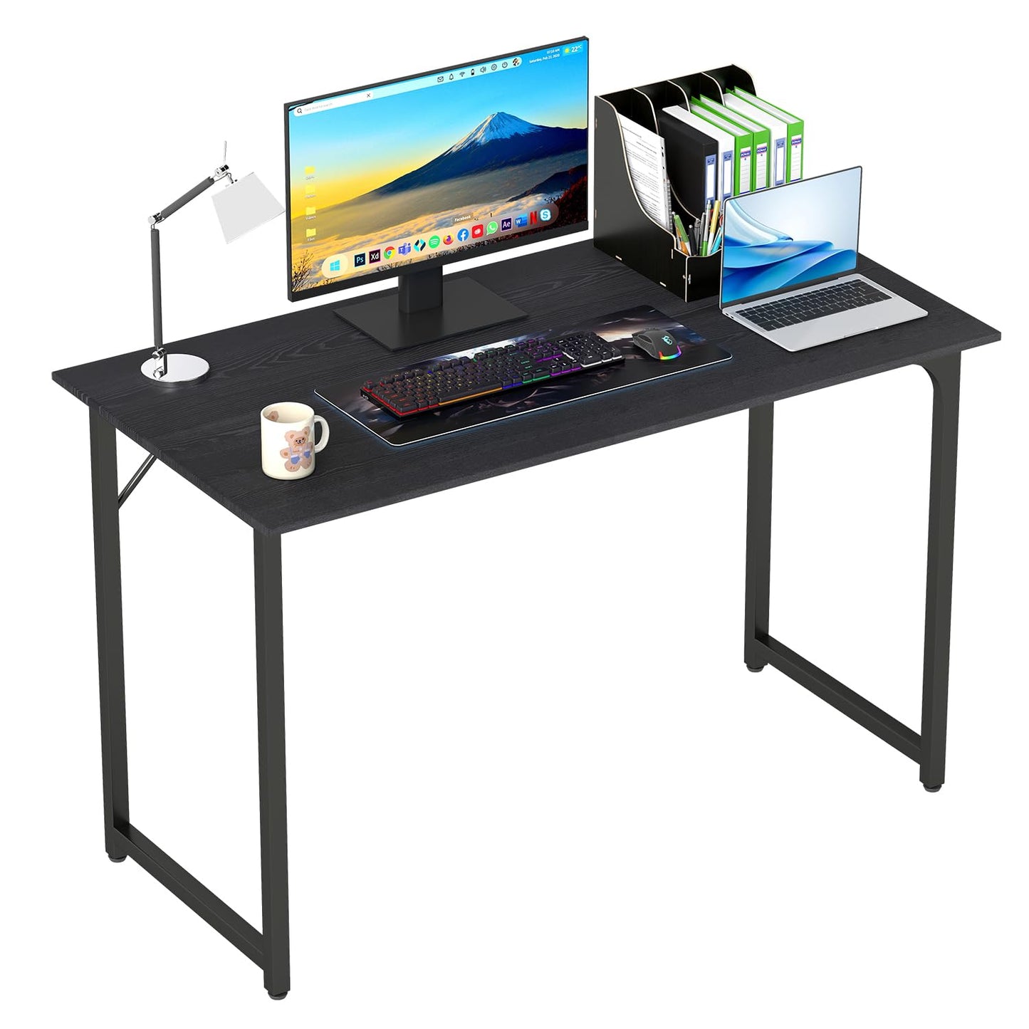 BestOffice Computer Desk,Home Office Desk, Modern Simple Style for Home Office Study Writing (Black, 47 Inch)