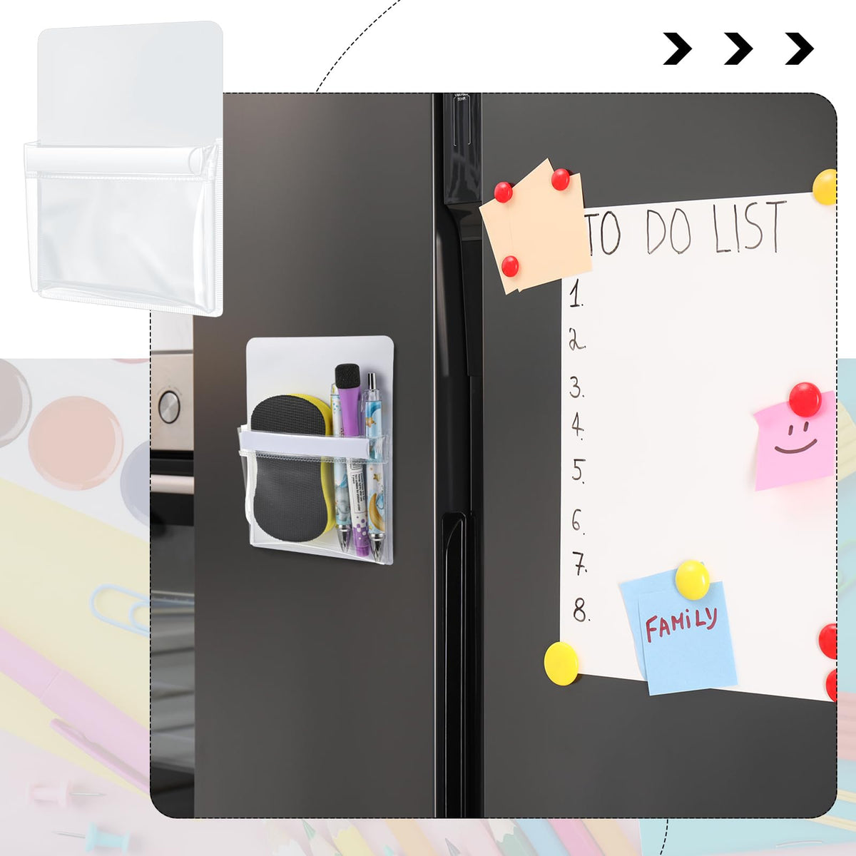 Sherr 6 Pcs 6 Pcs Magnetic Pockets Pen Marker Holders for Classroom Whiteboard 4.7 x 6.5 Magnetic Clear File for Fridge Locker Dry Erase Marker Storage Teacher Supplies (4.7 x 6.5 in,White)