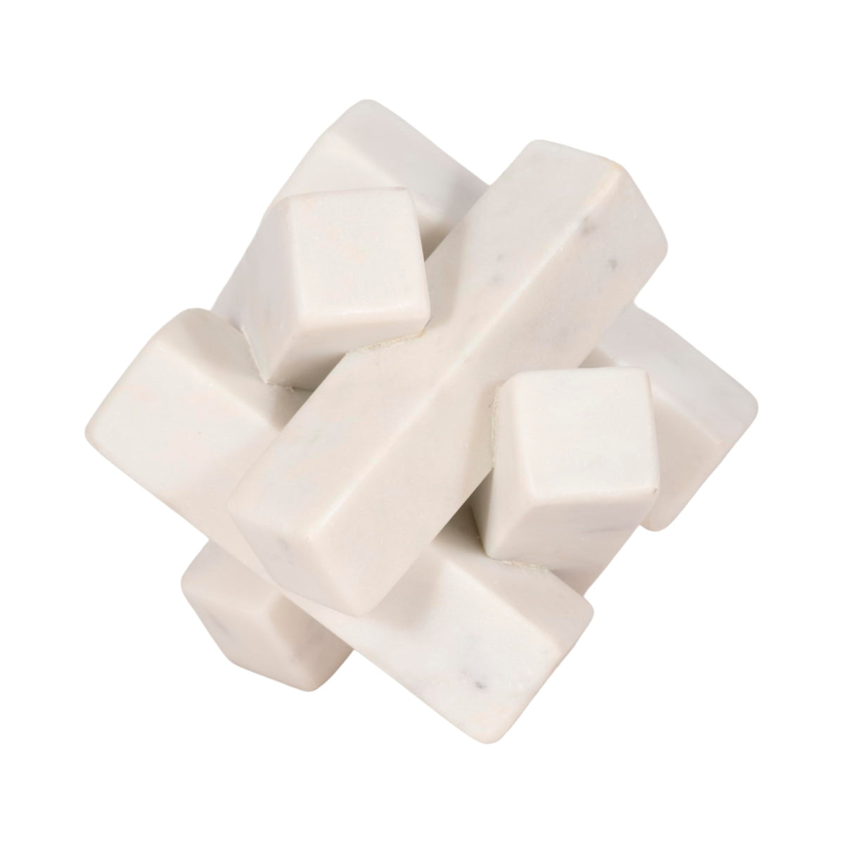 Sagebrook Home 4-Inch White Marble Geometric Orb