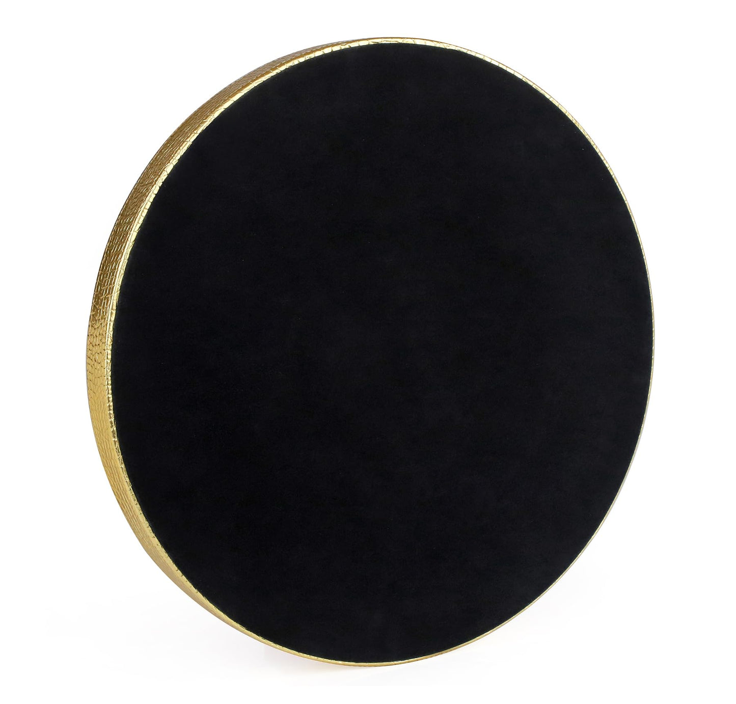 HofferRuffer Round Serving Tray 20'', Elegant Faux Leather Circle Ottoman Table Tray, Serve Tea Coffee Breakfast in Bedroom Living Room Kitchen (Gold, 20")